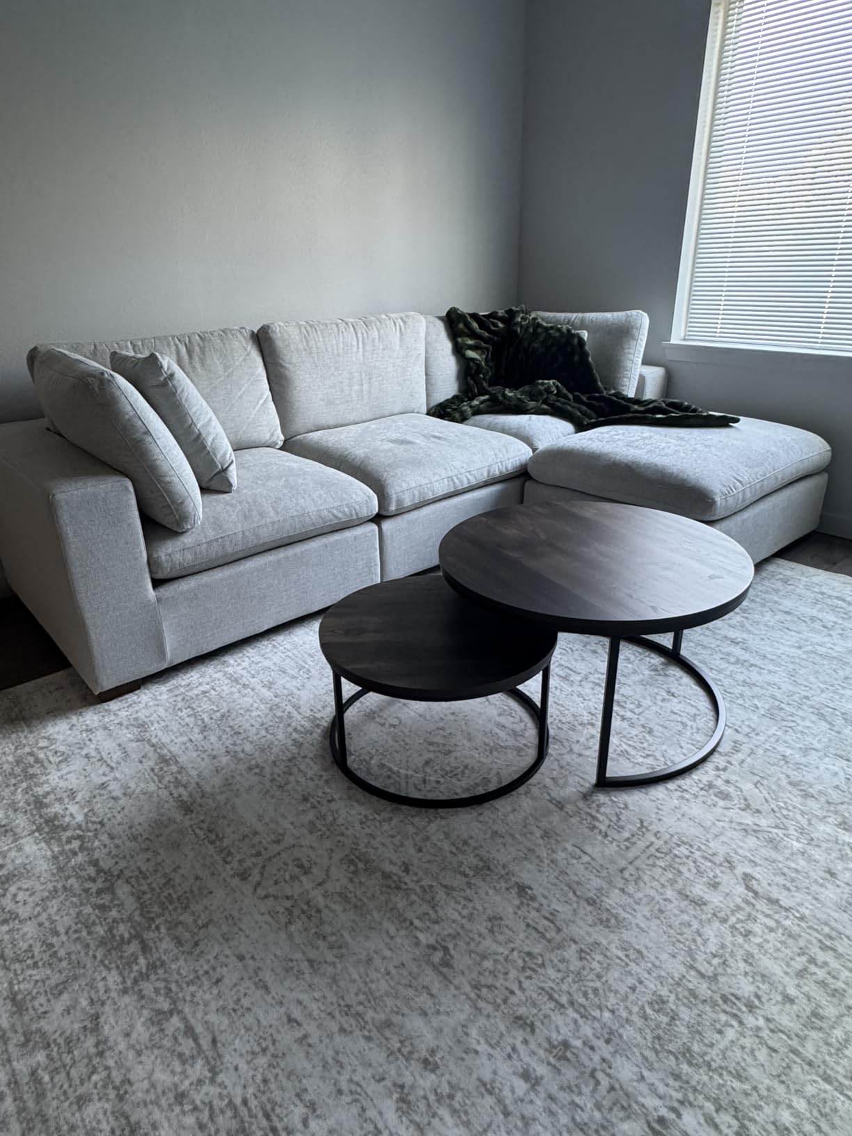 Nathan James Stella Round Modern Nesting Coffee Set of 2, Stacking Living Room Accent Tables with an Industrial Wood Finish and Powder Coated Metal Frame, Warm Nutmeg/Matte Black customer photo 1
