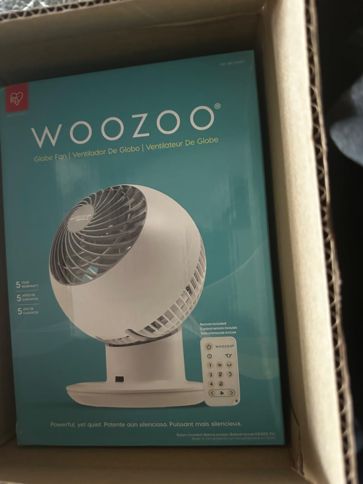 IRIS USA WOOZOO Air Circulator Fan with Remote, 5 Speeds, Quiet Fan, White | 82ft Max Air Distance, 90° Adjustable Tilt, 30db customer photo 2