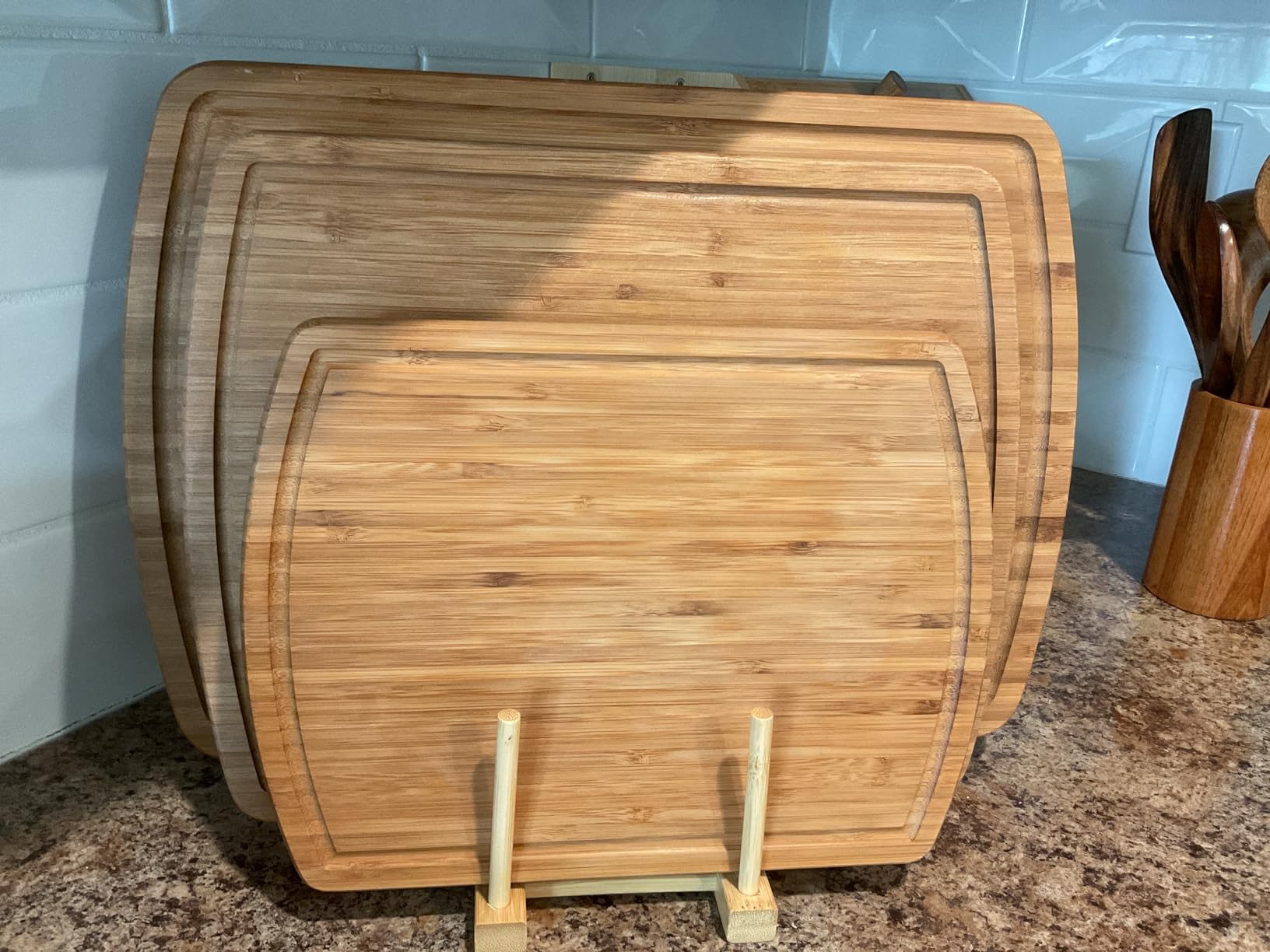 INDESTRUCTIBLE Extra Large Bamboo Cutting Board Set of 3 with Vertical Grain Strength Technology - XL Wood Cutting Boards for Kitchen and Lightweight Chopping Board Set - Replacements for Life customer photo 1