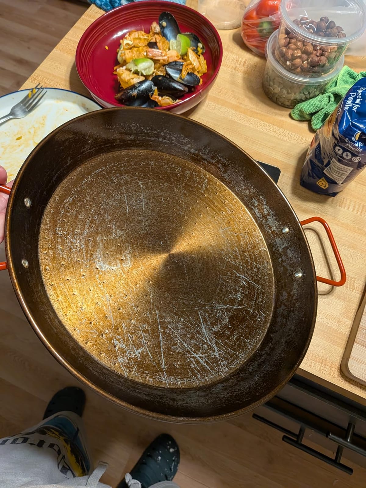Machika 13 inch Carbon Steel Paella Pan, 34cm Polished Steel Large Skillet From Spain customer photo 2