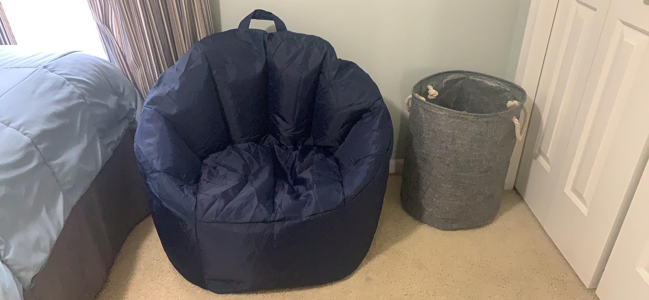 Big Joe Milano Bean Bag Chair for Kids, Teens, Adults, Durable Easy-Clean Navy Smartmax, Nylon Polyester Blend, Lightweight Seat for Reading Nook and Gaming, 2.5 Foot Refillable customer photo 2