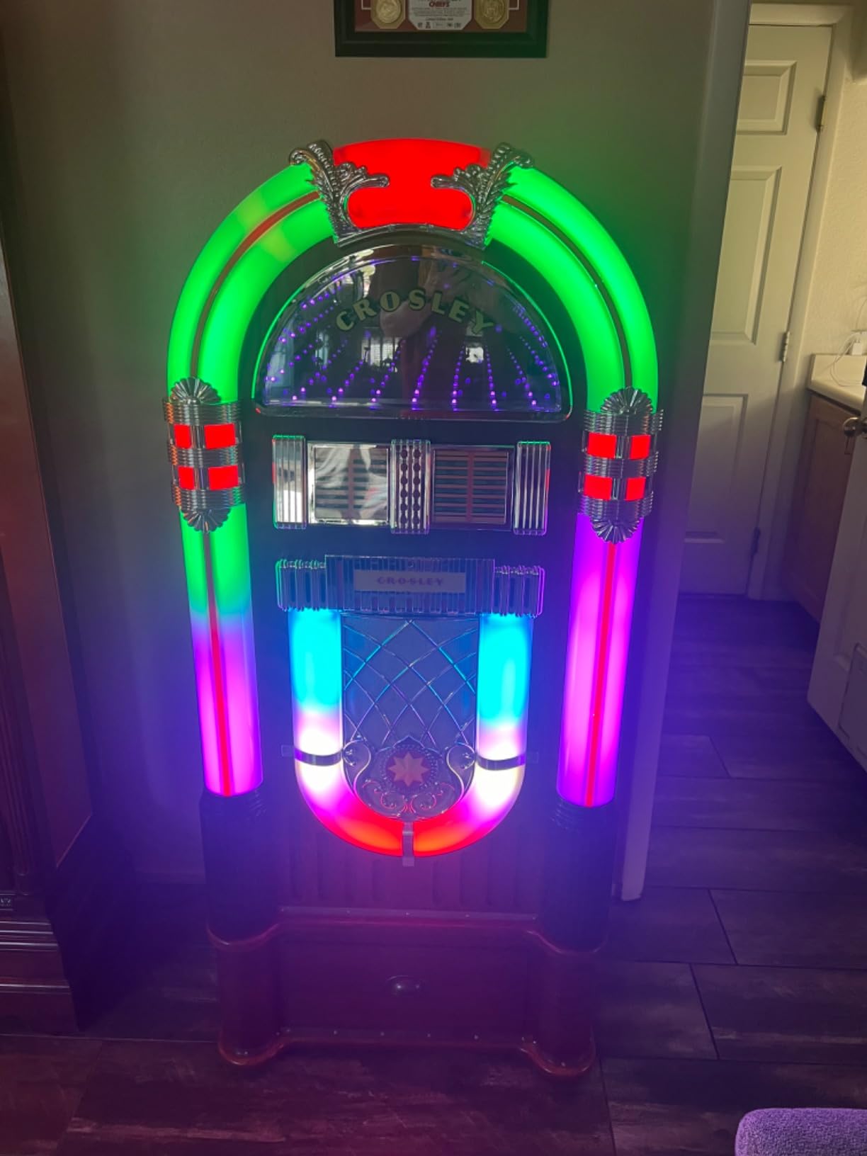 Crosley CR1215A-WA Jukebox, Includes AM/FM Radio & Bluetooth Receiver & CD Player with ST15-WA Stand Included - Walnut customer photo 1