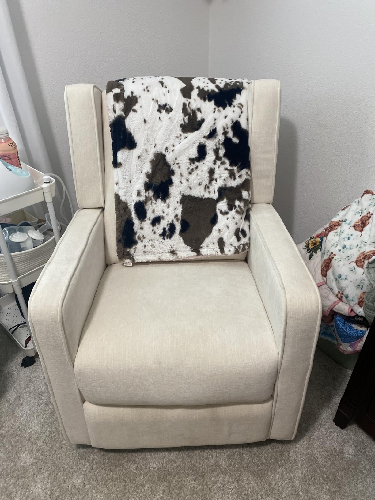 CANMOV Swivel Rocker Recliner Chair, Nursery Glider Chair, Nursery Rocking Chairs, Manual Reclining Chair, Grey customer photo 2