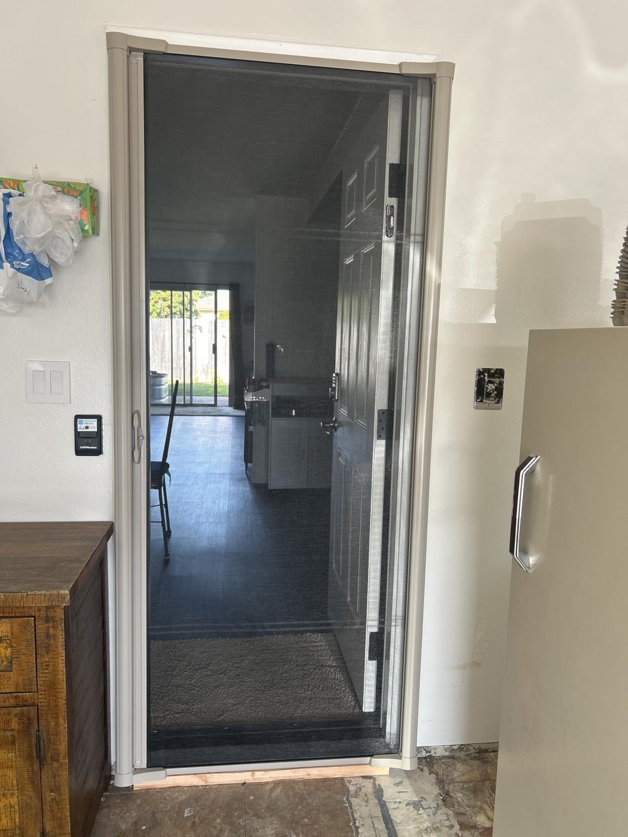 LARSON Brisa Sandstone Retractable Screen Door Thin Mesh 32-36 in Wide | Single, Thin Mesh Screen, High Visibility customer photo 1