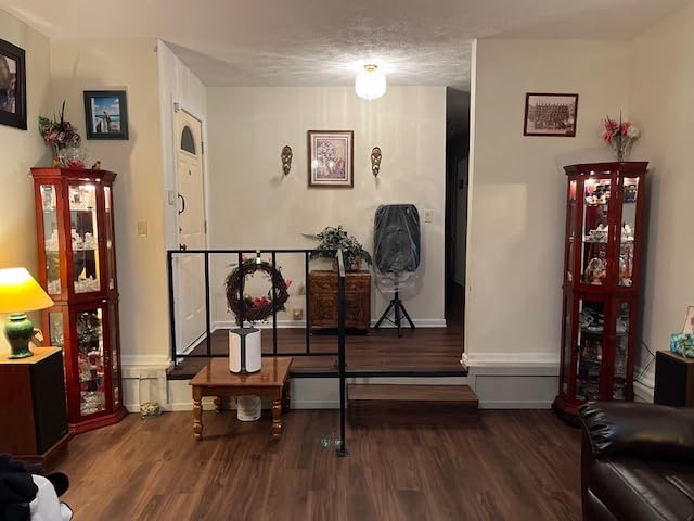 BELLEZE Lighted Wooden Corner Display Curio Cabinet, Two Section Shelving Unit with Tempered Glass Door, Bar and Liquor Storage Area with 6 Shelves - Lorona (Walnut) customer photo 1