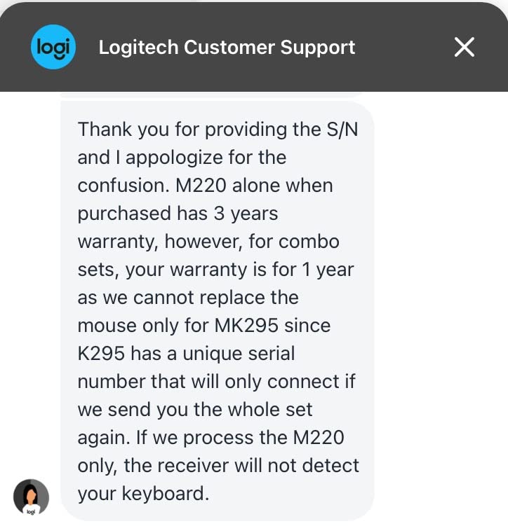 Logitech MK295 Full Size Silent Wireless Keyboard Mouse Combo - Graphite customer photo 1