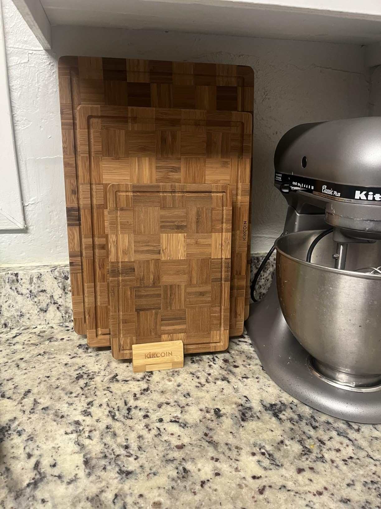 Kikcoin Extra Large Bamboo Cutting Boards, (Set of 3) Chopping Boards with Juice Groove Bamboo Wood Cutting Board Set Butcher Block for Kitchen, End Grain Serving Tray customer photo 2