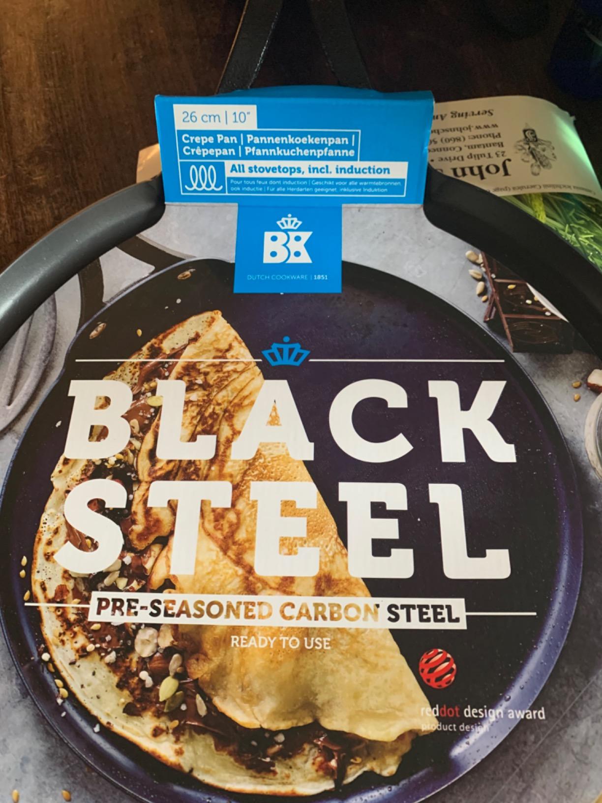 BK Black Steel Seasoned Carbon Steel Pancake Pan/Griddle/Crepe Pan, 10