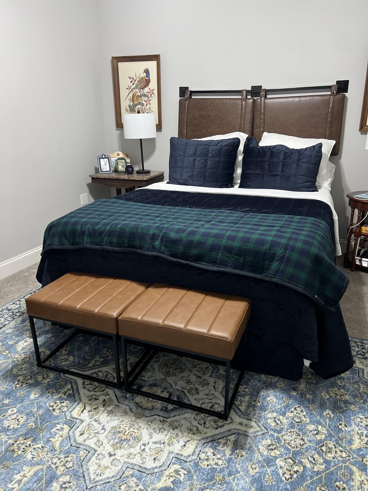 Nathan James Harlow Modern Wall Mount Hanging Headboard, King, Brown Faux Leather customer photo 1
