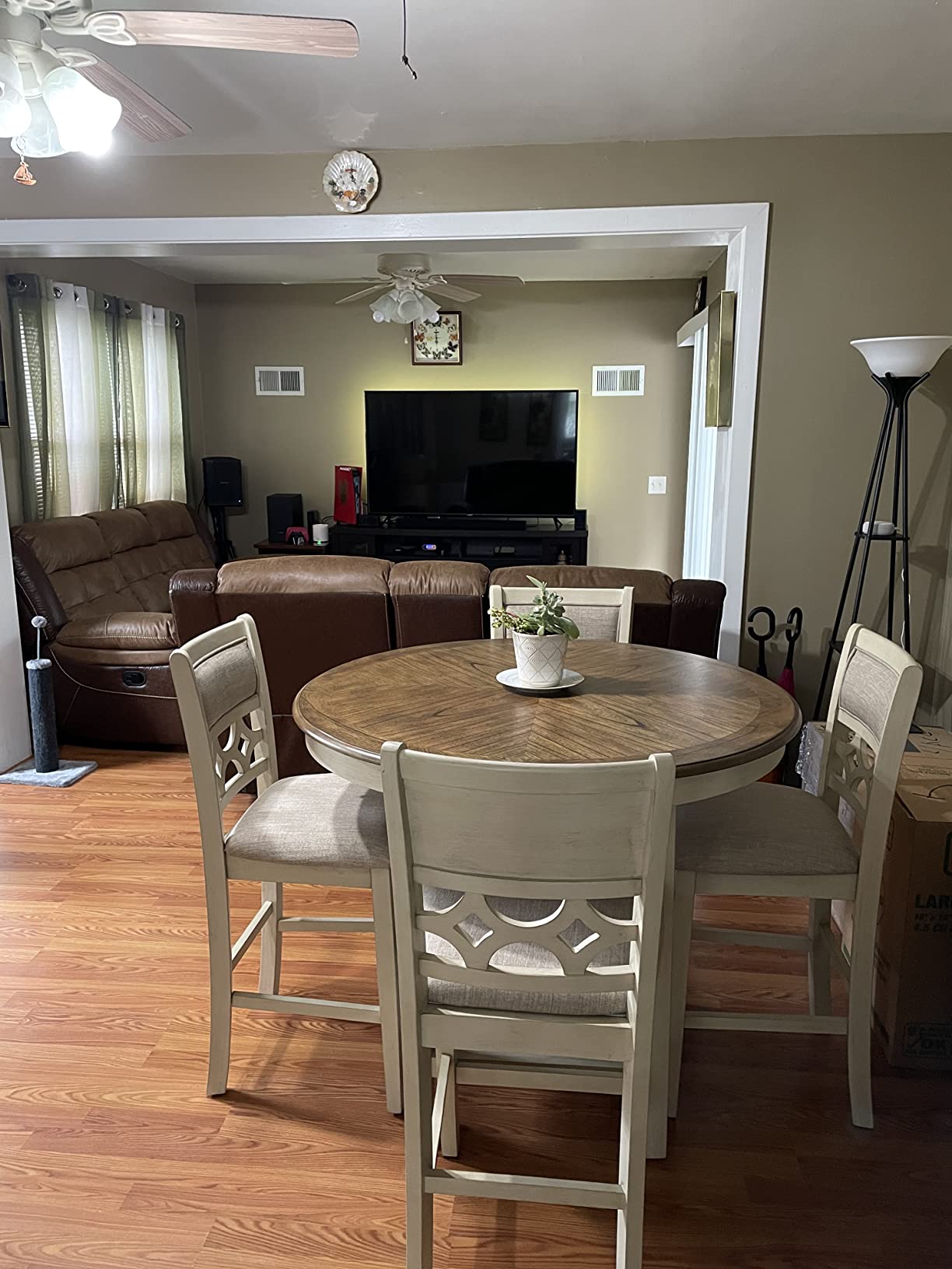 New Classic Furniture Mitchell 5-Piece Counter Set with 1 Table and 4 Chairs, Cherry Brown customer photo 1