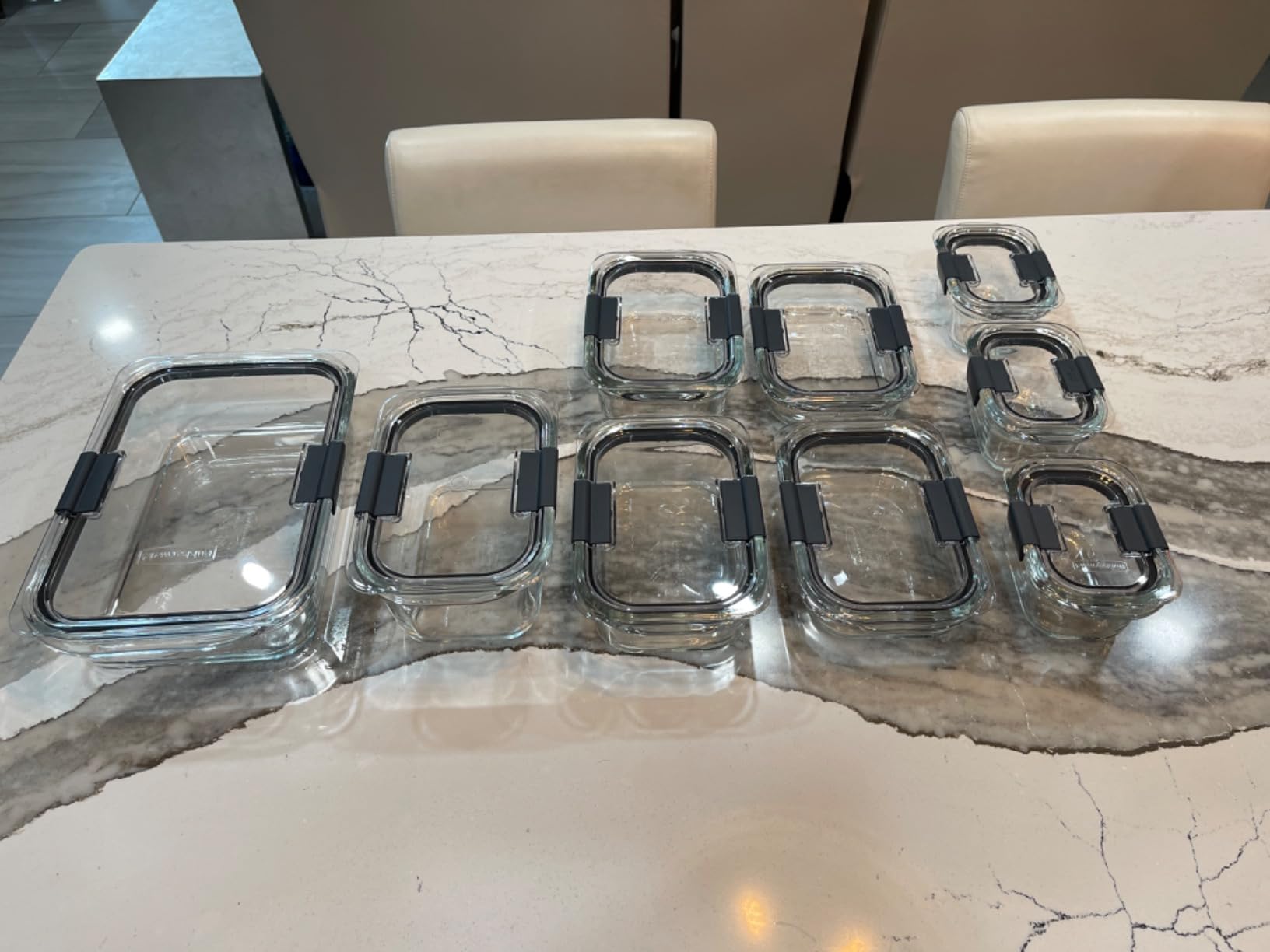 Rubbermaid Brilliance Glass Food Storage Containers, Set of 9, BPA-Free, Leak-Proof, Clear customer photo 2