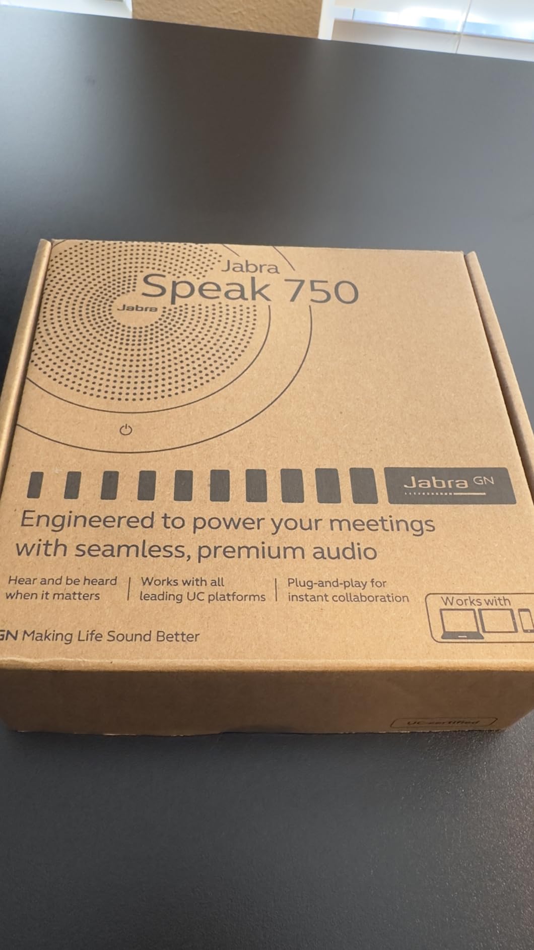 Jabra Speak 750 UC Wireless Bluetooth Speakerphone with Link 370 USB Adapter - Portable Conference Speaker for Holding Meetings Anywhere with Premium Audio - Certified for Zoom & Google Meet customer photo 1
