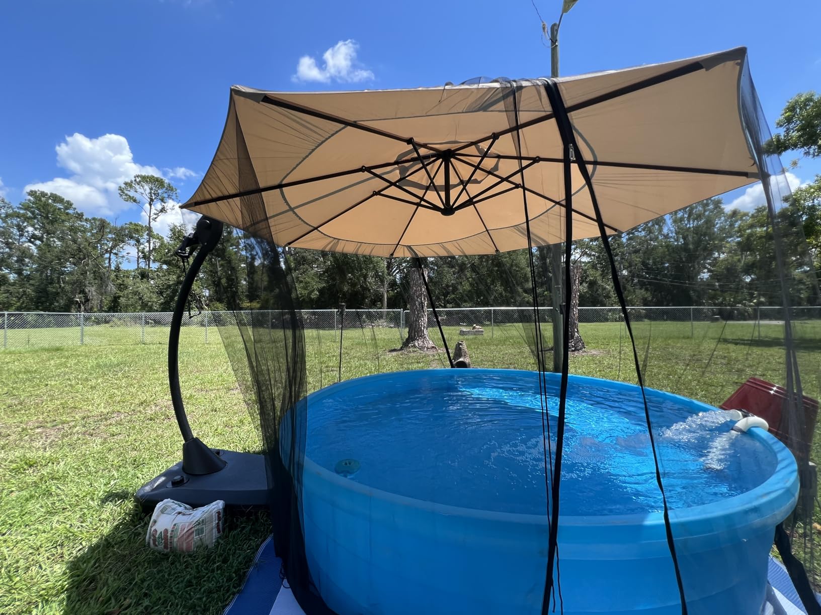 Grand patio 11FT Cantilever Round Umbrella with Base, Champagne | 11FT Large Outdoor Hanging Offset Umbrella, Aluminum Pole, Tilt Adjustment, Ideal for Patio, Garden, Backyard & Pool customer photo 2
