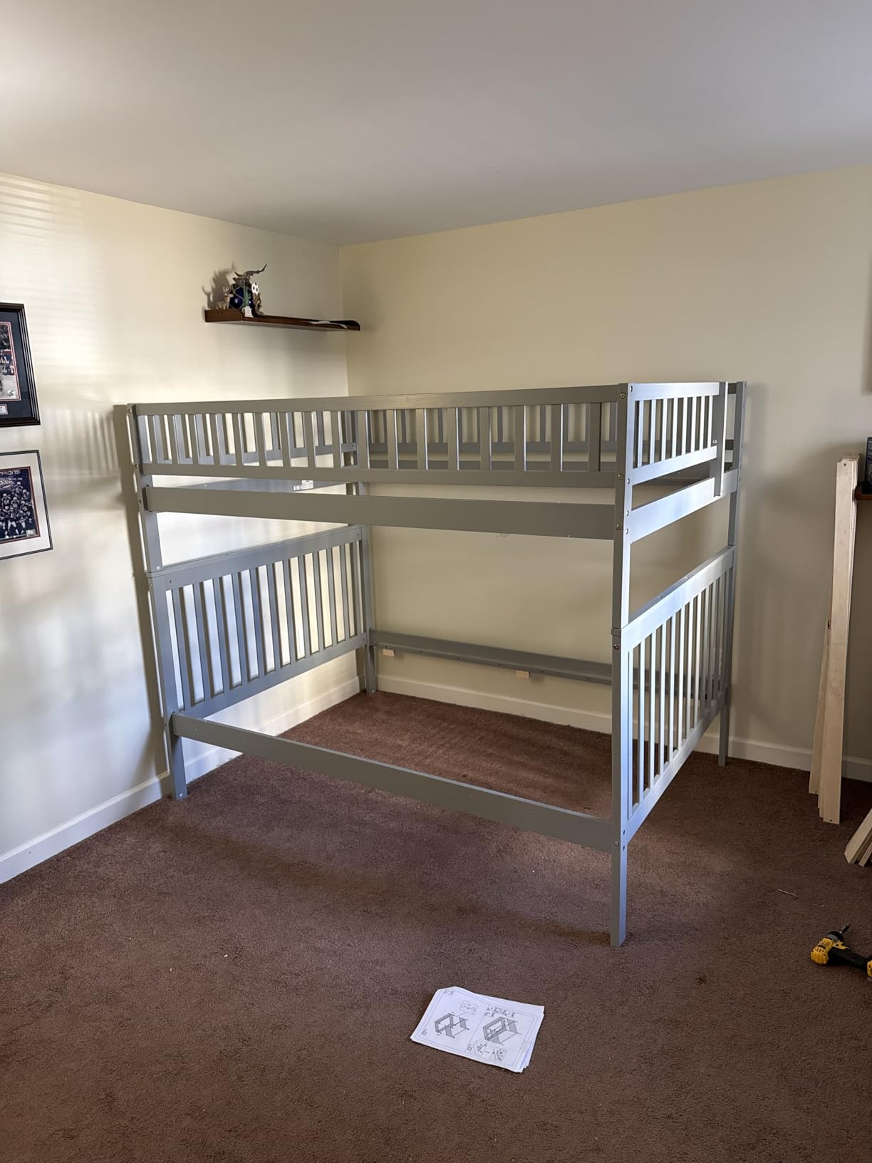 Bellemave Full Over Full Bunk Beds with Stairs Stairway Bunk Bed Frame with Storage Shelves for Teens Adult, Detachable Wood Full Bunk Bed, Gray customer photo 2