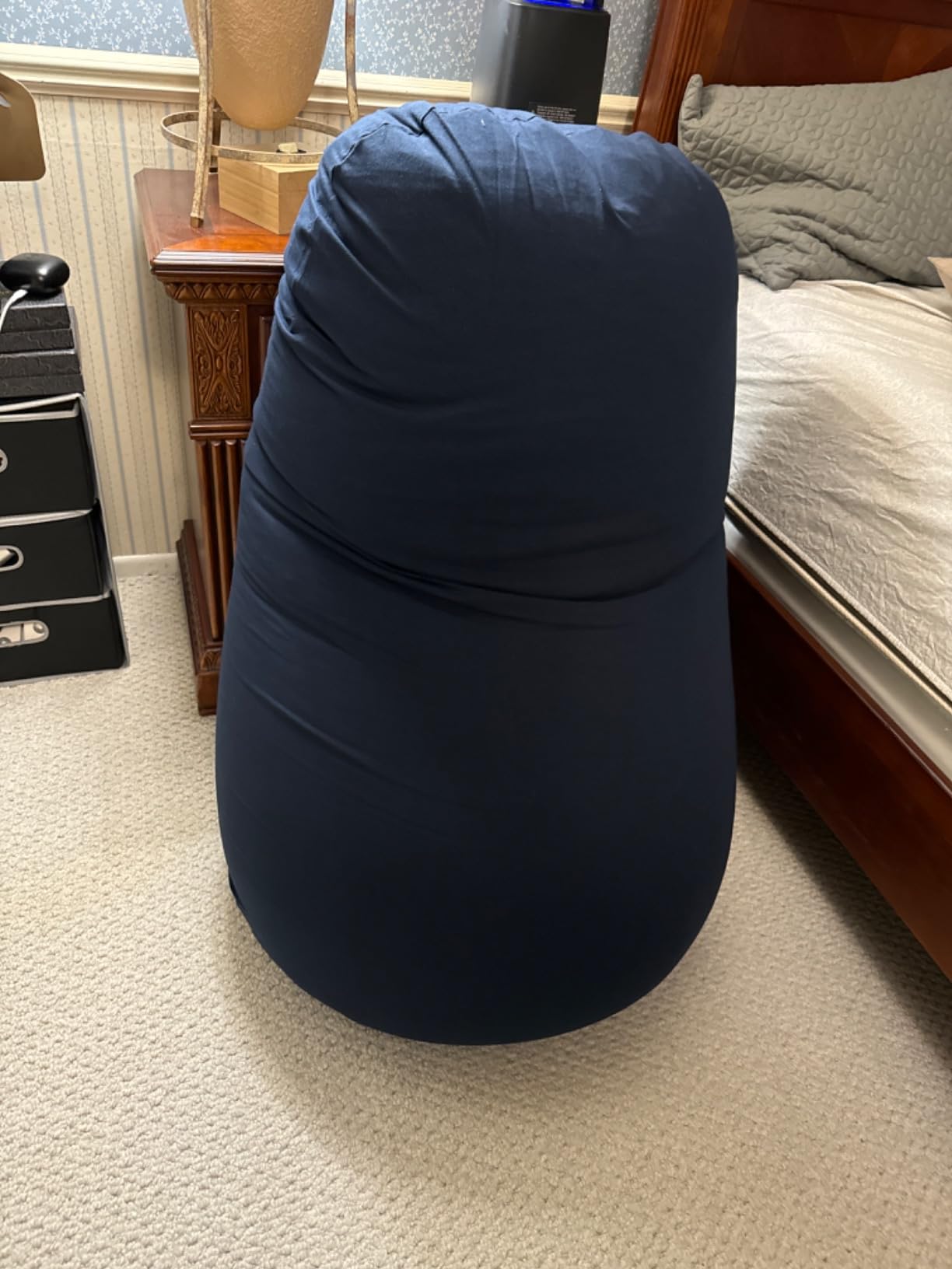 The Moon Pod Bean Bag Chair - Large, Modern Beanbag for Adults, Kids and Teens. Washable Stretch Cover Filled with Thousands of High Density Micro-Beads (Navy) customer photo 1