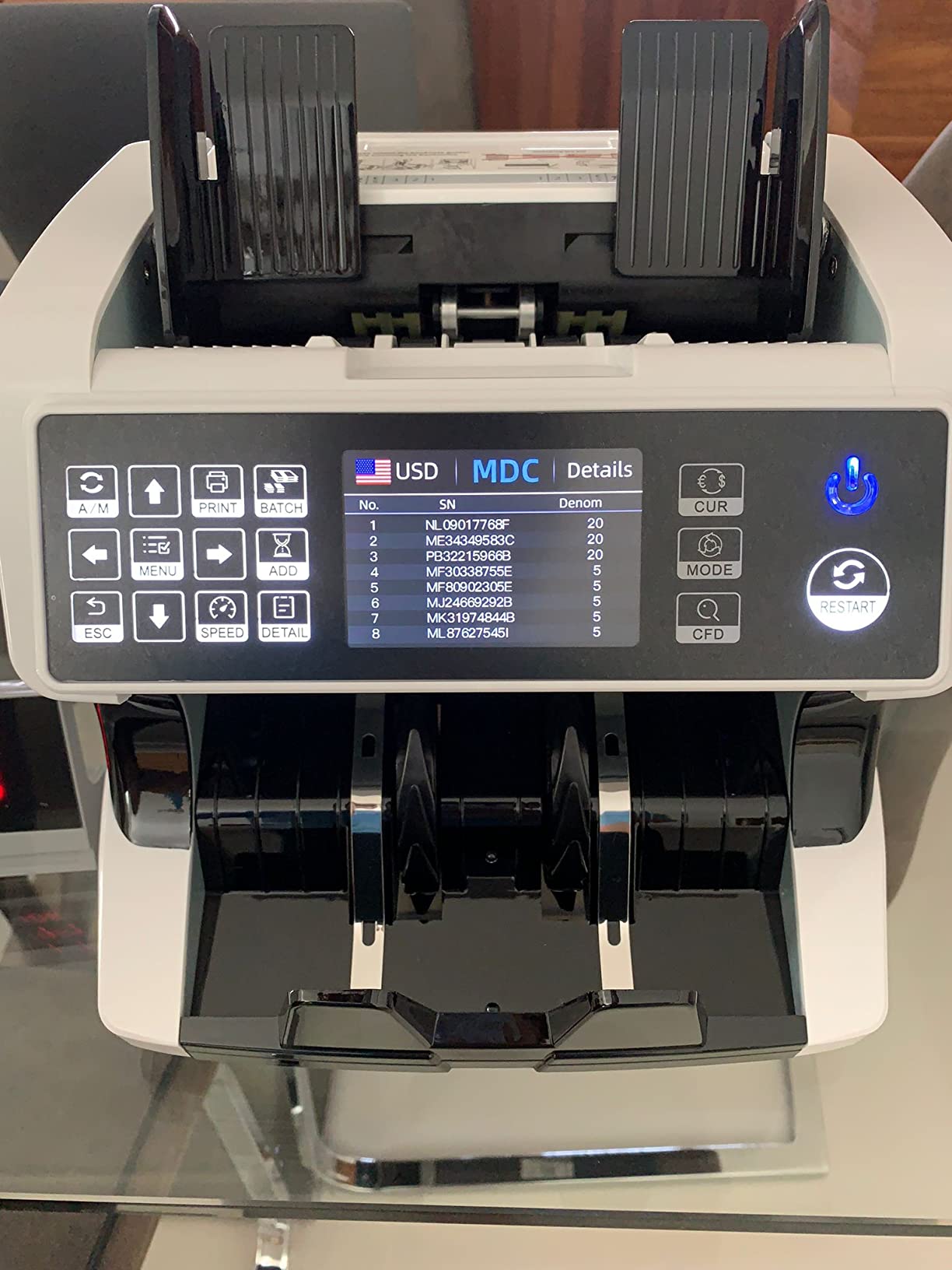 MUNBYN IMC01 Bank Grade Money Counter Machine Mixed Denomination, 2CIS/UV/IR/MG/MT Counterfeit Detection, Serial Number, MUL Currency Cash Counter, Printer Compatible, 2Y Manufacturer (White) customer photo 1