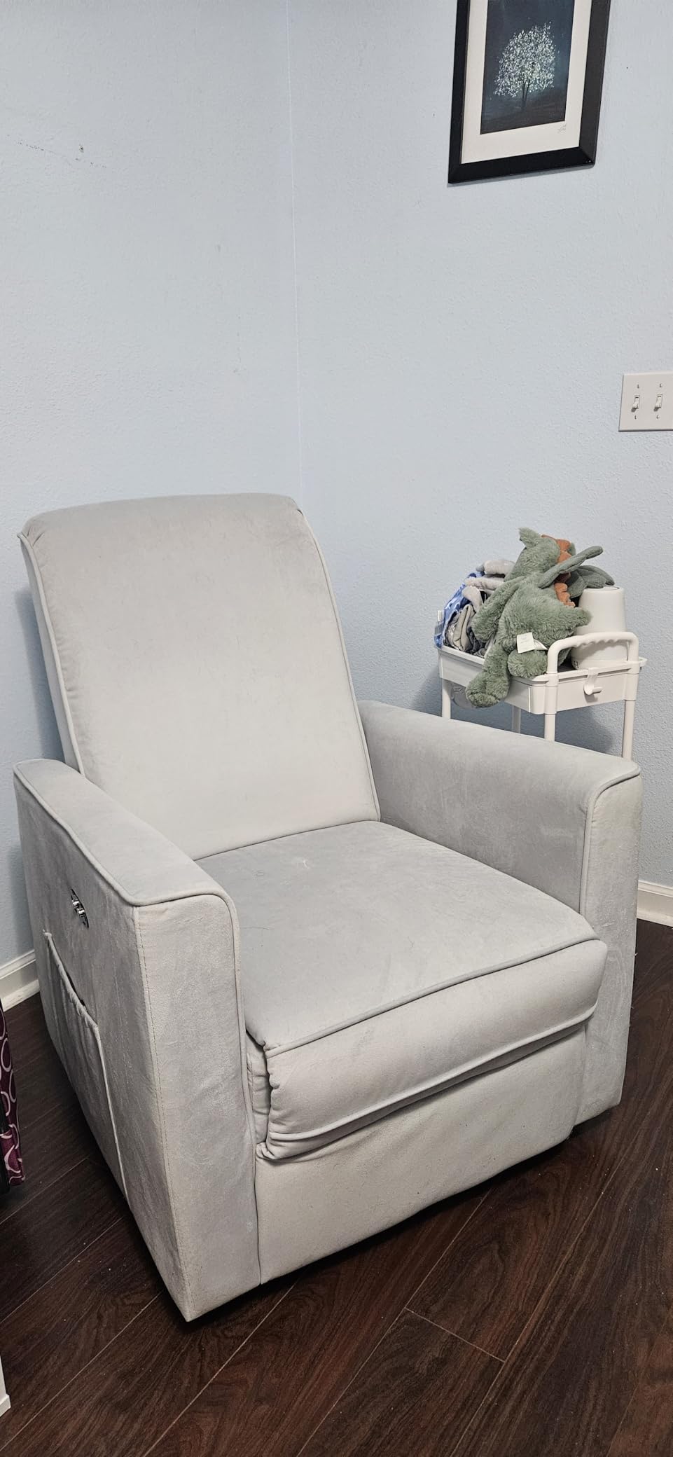 Evolur Harlow Upholstered Power Glider Recliner with USB Charging - Rocking & 275° Swivel with Smooth Glide - Greenguard Gold & FSC Certified - Modern Nursery and Living Room Chair in Light Grey customer photo 2