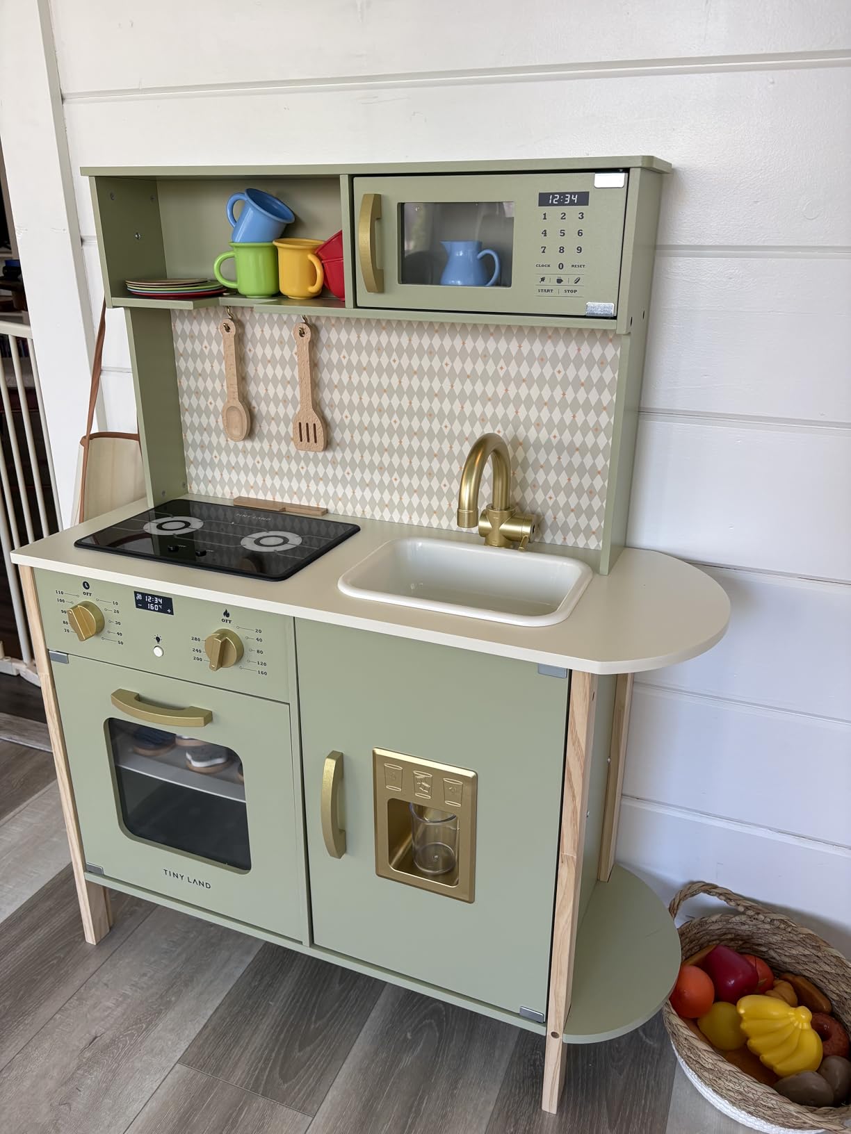 Tiny Land Play Kitchen for Kids - Real Lights, Sounds & Adjustable Height Wooden Chef Pretend Play Set customer photo 1