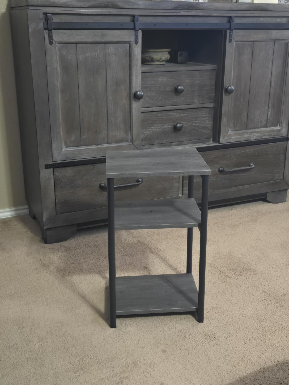 VASAGLE Side Table, Small End Table, Tall Nightstand, Steel Frame | For Living Room, Bedroom, Office, Bathroom, Rustic Brown and Ink Black ULET273B01 customer photo 1