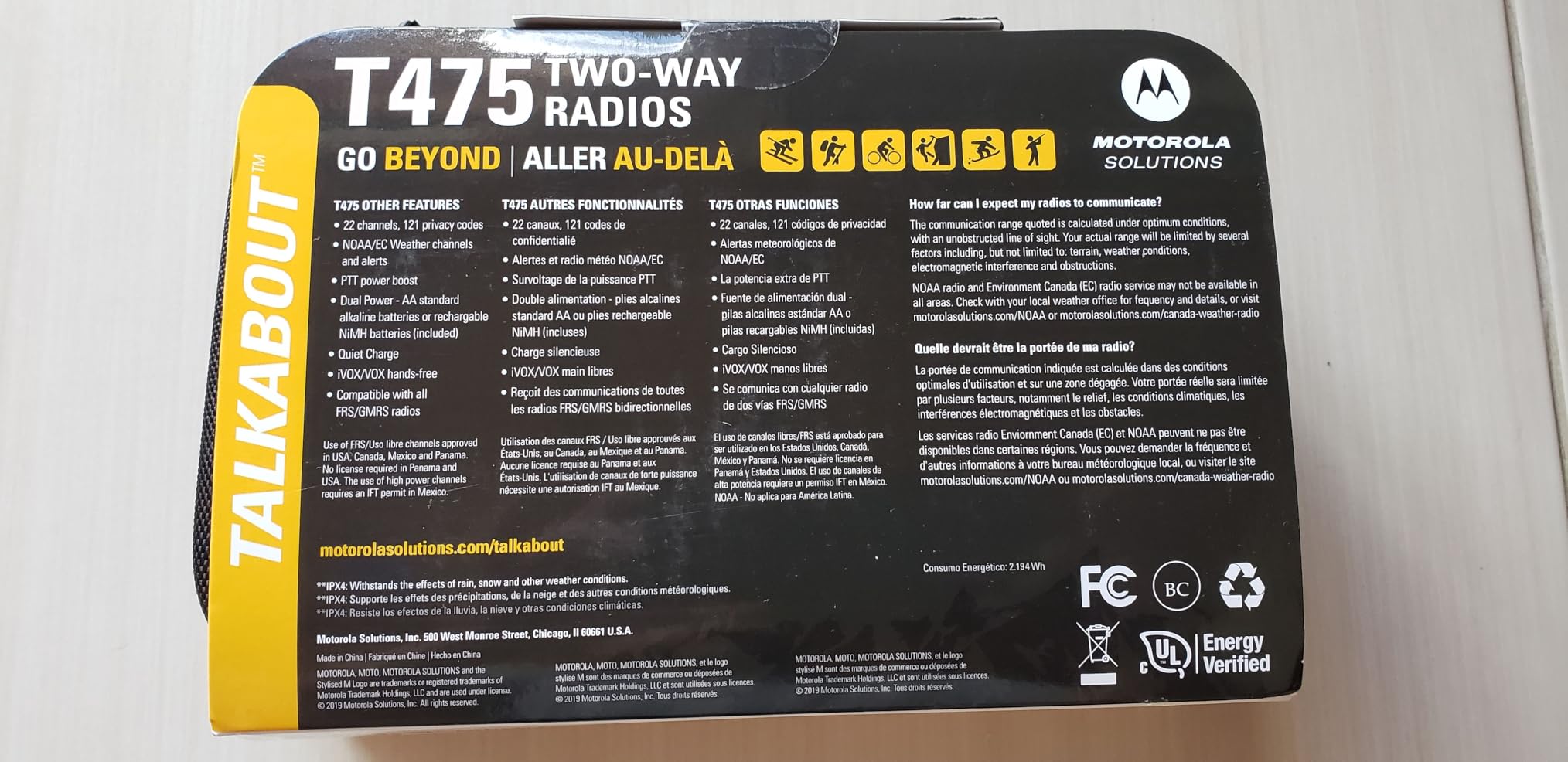 Motorola Solutions Talkabout T475 Extreme Two-Way Radio Black W/Yellow Rechargeable Two Pack customer photo 2