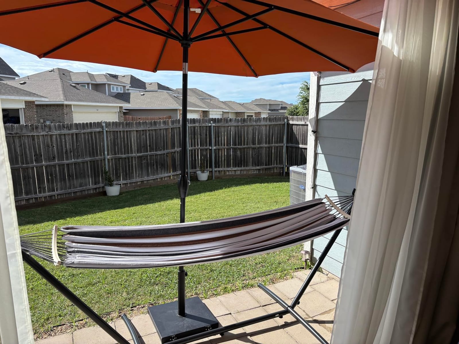 Double Hammock with Stand for Outside, Heavy-Duty, Portable (Coffee) | 450 lbs, 9FT, Space Saving, 2 Person, Heavy-Duty Steel Frame, Easy Assembly, Indoor Outdoor Patio customer photo 2