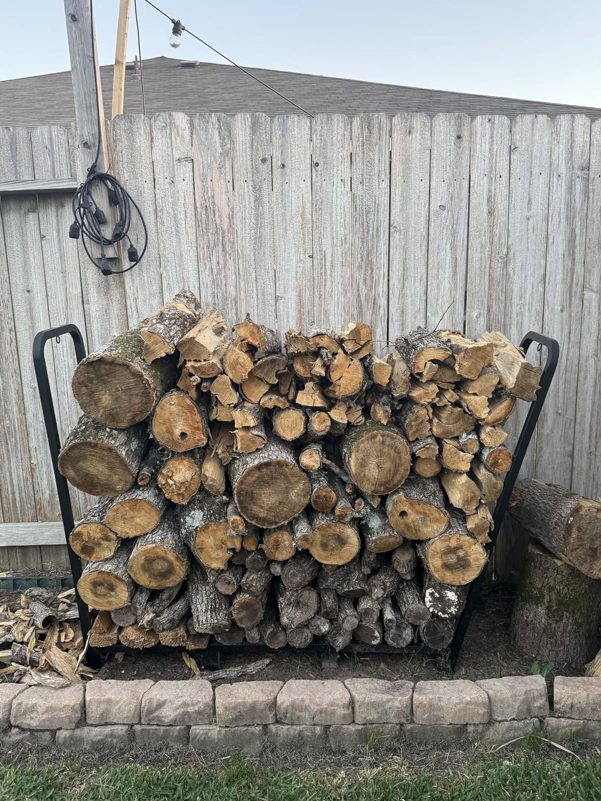 Firewood Rack Outdoor 8ft Heavy Duty Logs Holder for Indoor Fireplace Metal Wood Pile Storage Stacker Organizer, Matte Black customer photo 2
