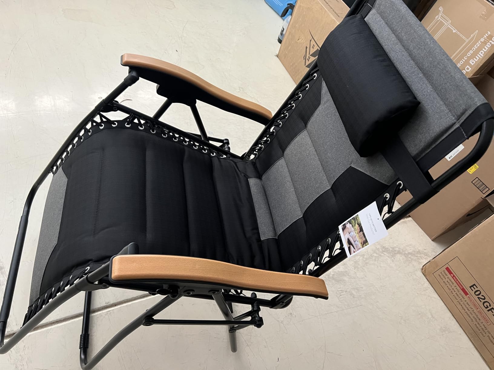 PHI VILLA XXL Padded Zero Gravity Chair, Cup Holder, Black | Foldable Patio Recliner, 30