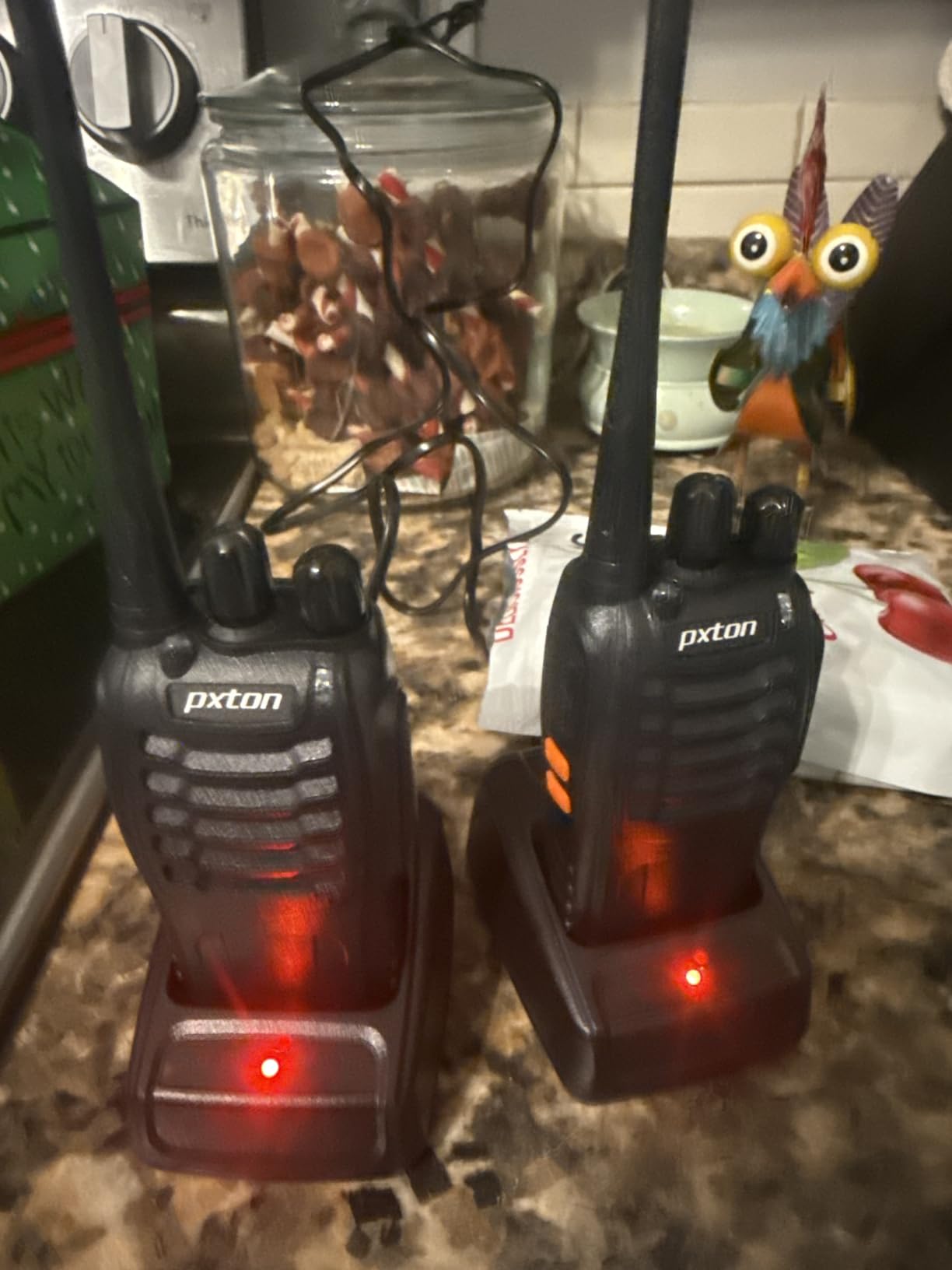 pxton Walkie Talkies Long Range for Adults with Earpieces, 16 Channel Walky Talky Rechargeable Handheld Two Way Radios with Flashlight Li-ion Battery and Charger (4 Pack) customer photo 1