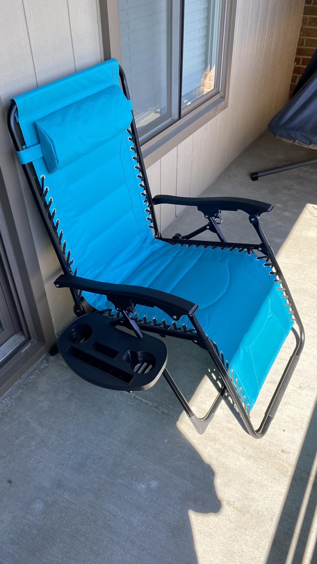 Best Choice Products Oversized Padded Zero Gravity Chair, Folding Outdoor Patio Recliner, XL Anti Gravity Lounger for Backyard w/Headrest, Cup Holder, Side Tray, Polyester Mesh - Gray customer photo 2
