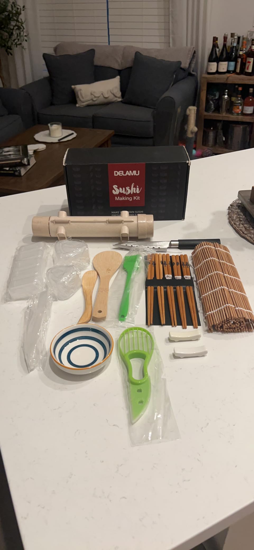 Delamu Sushi Making Kit, 22 in 1 Sushi Kit for Beginners/Pros Sushi Makers | with Bamboo Sushi Mats, Sushi Rolling Tube, Onigiri Mold, Rice Paddle, Sushi Knife, Guide Book & More customer photo 1