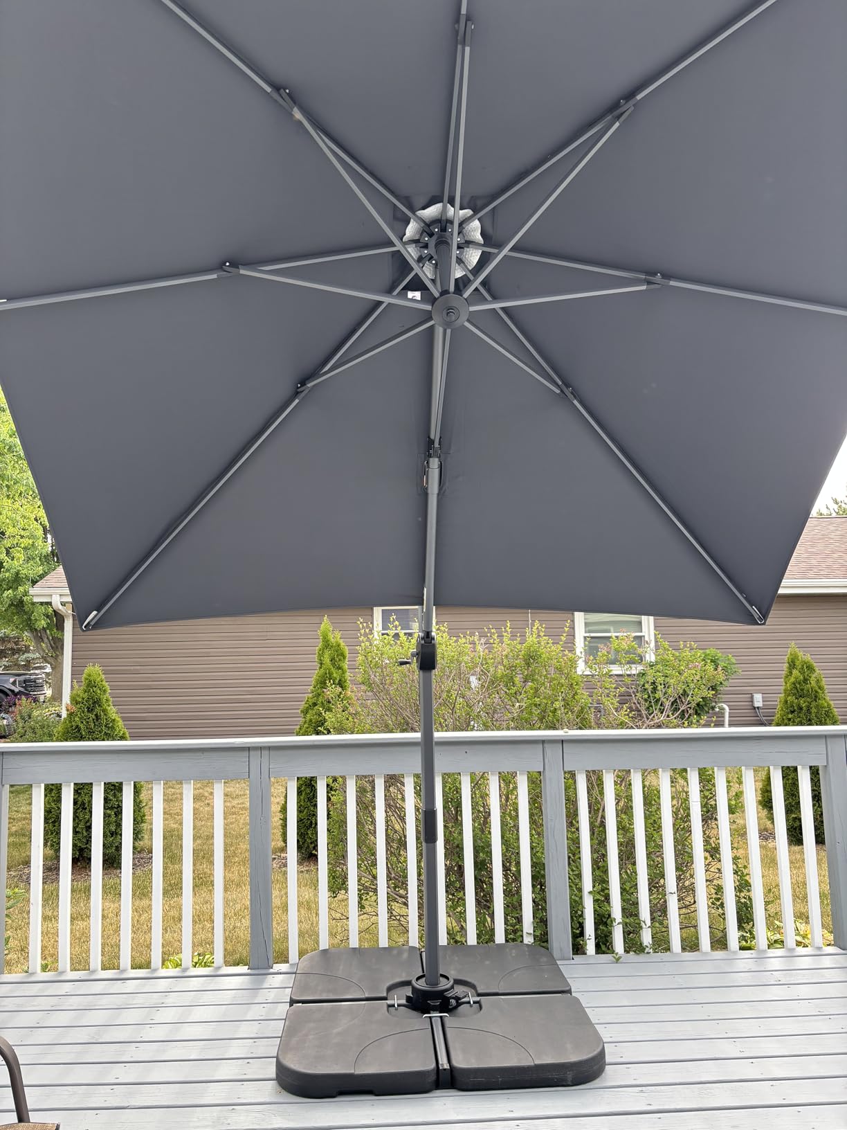 PURPLE LEAF 9' X 11.5' Patio Umbrella Outdoor Cantilever Rectangle Umbrella Aluminum Offset Umbrella with 360-degree Rotation for Garden Deck Pool Patio, Grey customer photo 2