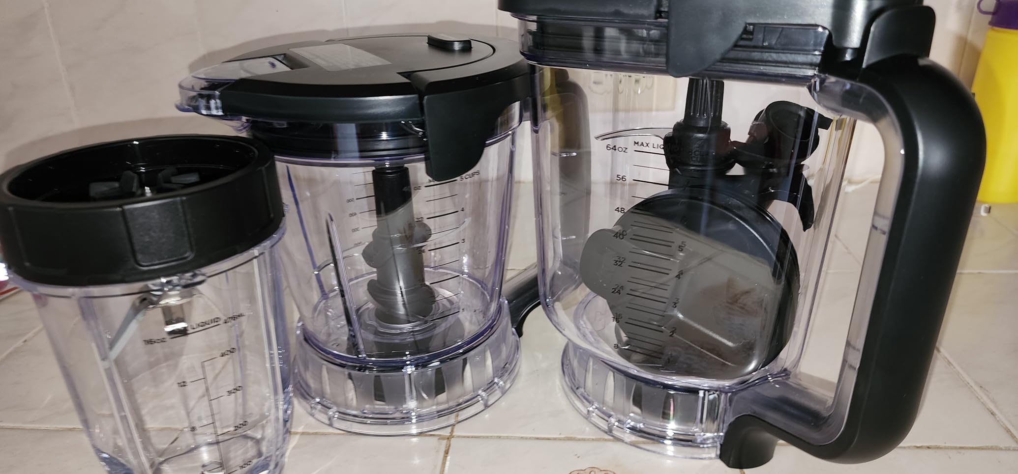 Ninja Compact Kitchen System, Auto-iQ, 1200W, 72oz Pitcher, Grey, AMZ493BRN | 3 functions for smoothies, dough & frozen drinks with Auto-iQ. 72-oz pitcher, 40-oz processor bowl, 18-oz cup. customer photo 1