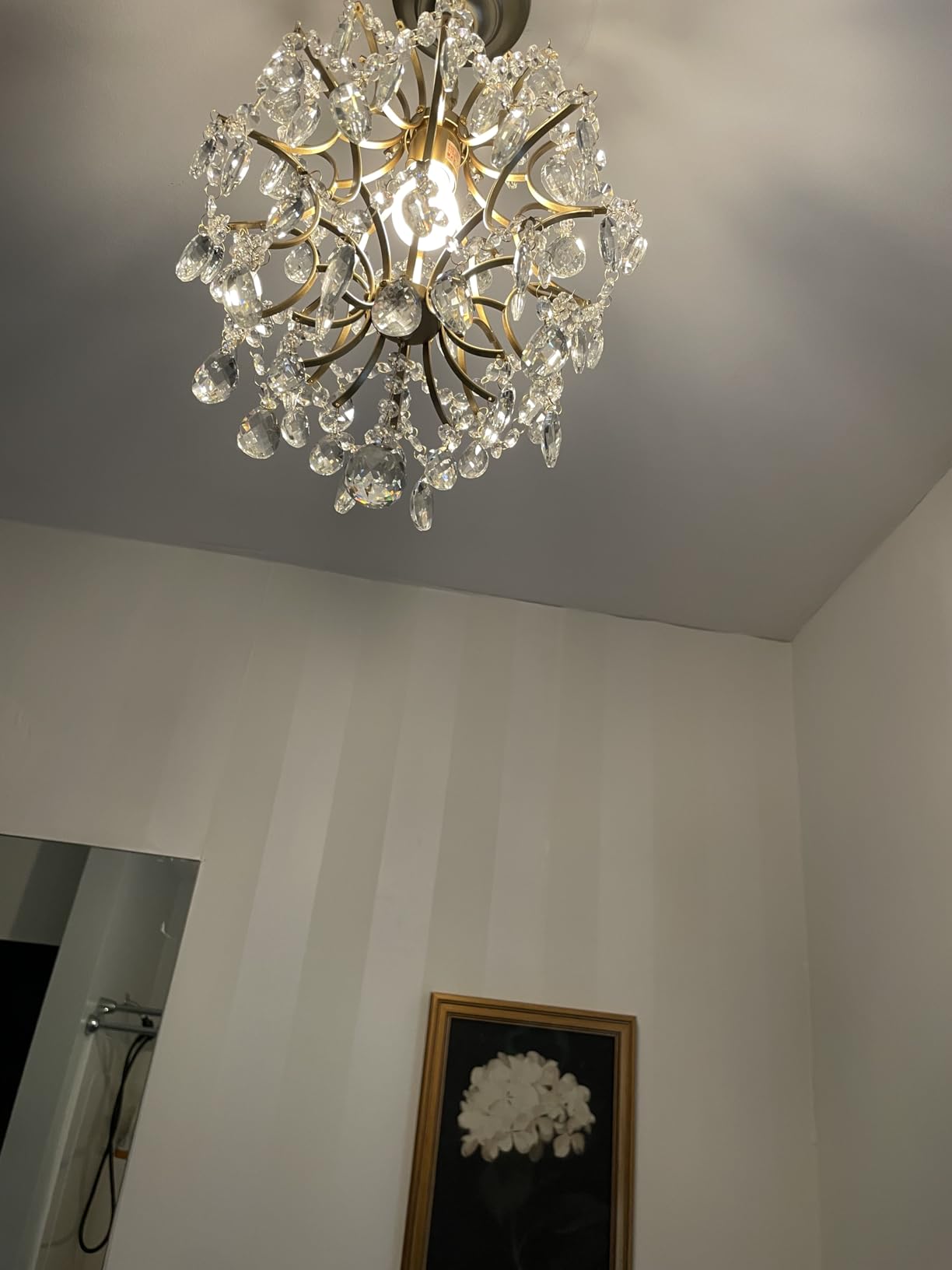 Bestier Modern Gold Pendant Chandelier Crystal Raindrop Lighting Ceiling Light Fixture Lamp for Dining Room Bathroom Bedroom Livingroom Entryway customer photo 2