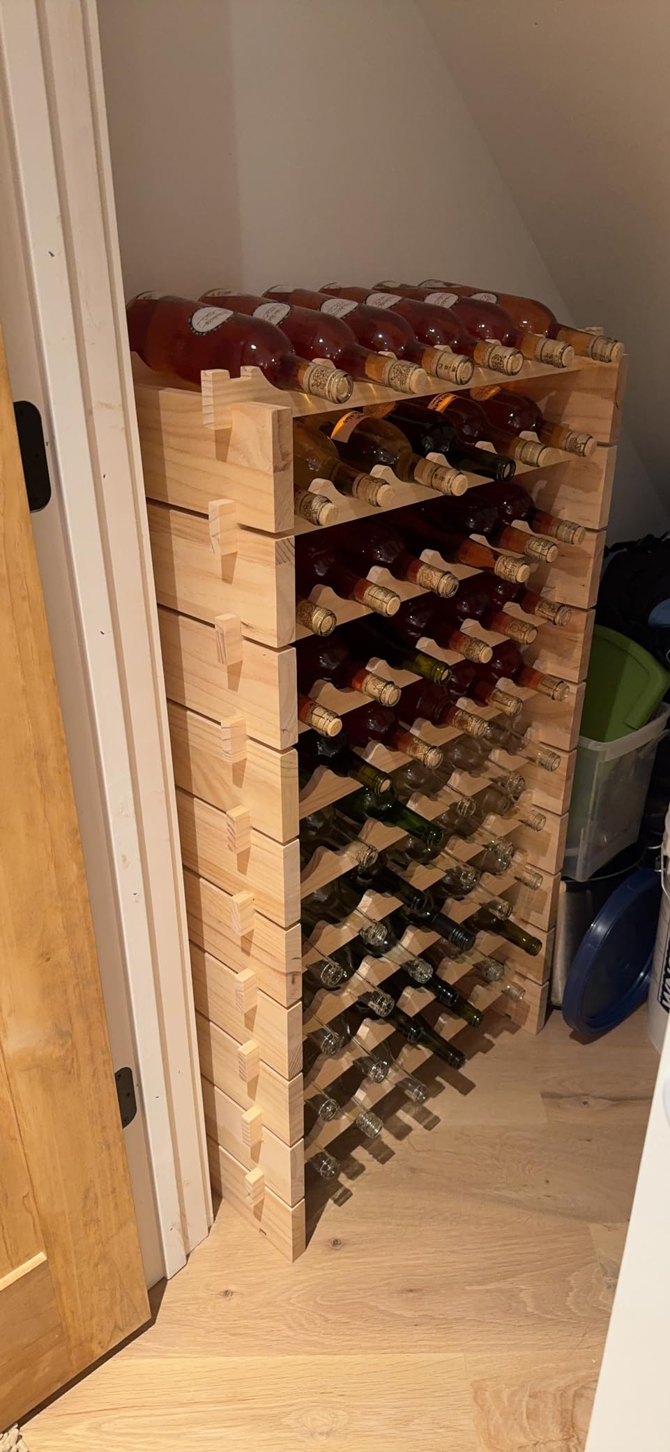 Wine Rack Solid Wood Stackable Storage Wooden Wine Rack Wine Cabinet (60 Bottles, Natural Color) customer photo 2