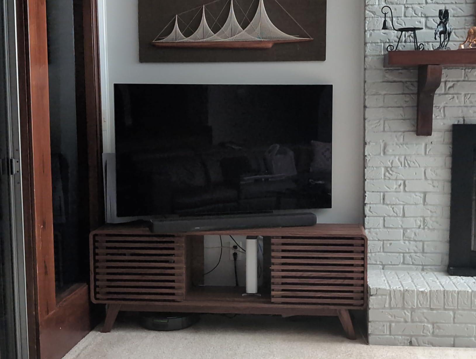 mopio Ensley TV Stand, Mid Century Modern for 55/60/65 inch TV, Farmhouse TV Stand, Entertainment Center with Storage, TV and Media Console for Living Room (Walnut, 59 inch Low) customer photo 2