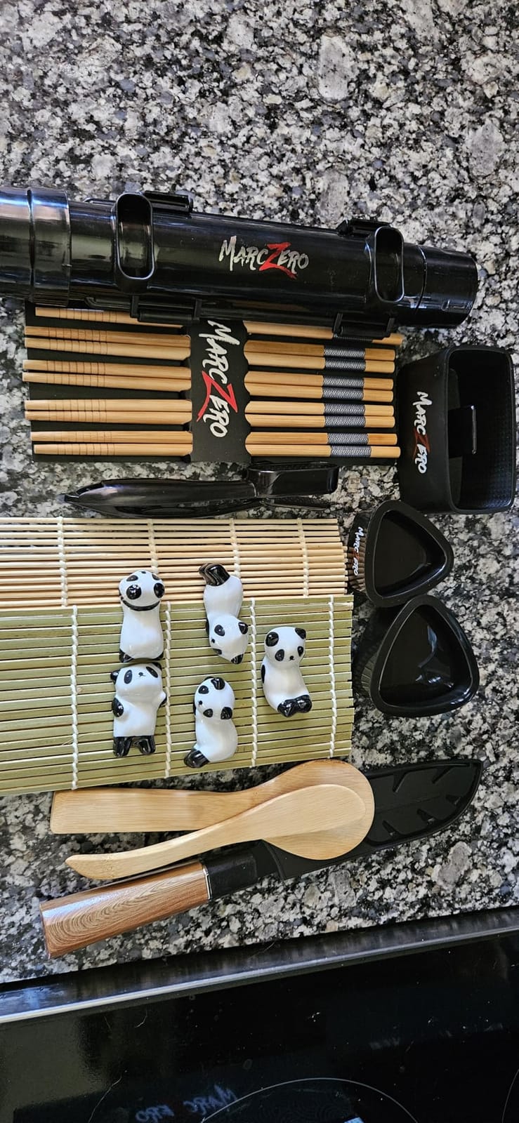 MarcZero Sushi Making Kit for Beginners 22 in 1 Bazooka Roller | With bazooka roller, bamboo mats, knife, chopsticks, nigiri, onigiri and musubi molds for Beginner customer photo 2