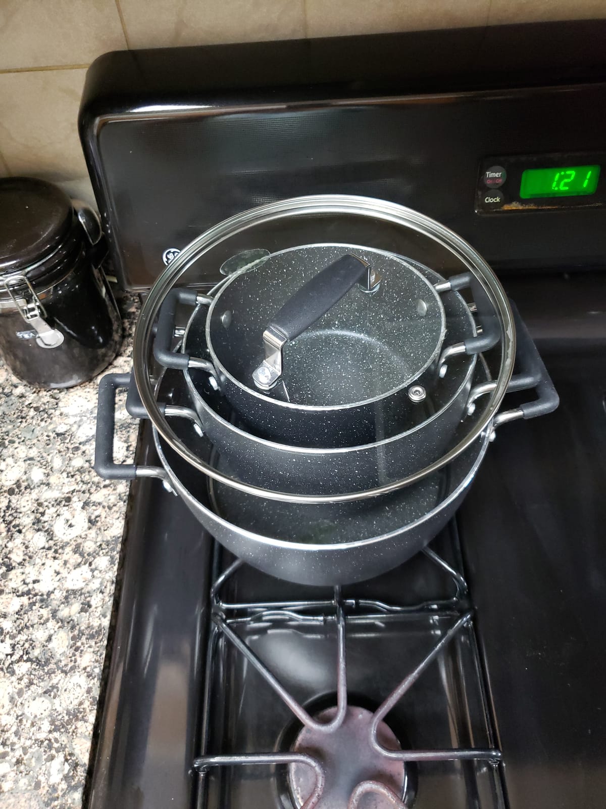 Granitestone Gray Pots and Pans Set Nonstick, 6 Stackable Piece Cooking Pots Set, Kitchen Pots, Non Stick Coating, 5qt 3qt & 1.5qt Pots with Lids, Stay Cool Handles Dishwasher Safe 100% Toxin Free customer photo 1