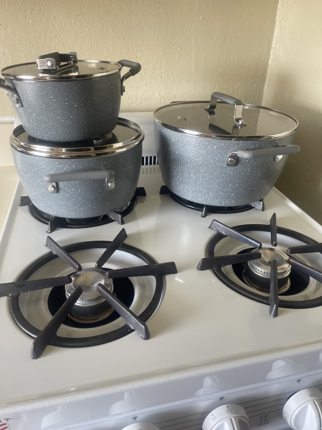 Granitestone Gray Pots and Pans Set Nonstick, 6 Stackable Piece Cooking Pots Set, Kitchen Pots, Non Stick Coating, 5qt 3qt & 1.5qt Pots with Lids, Stay Cool Handles Dishwasher Safe 100% Toxin Free customer photo 2