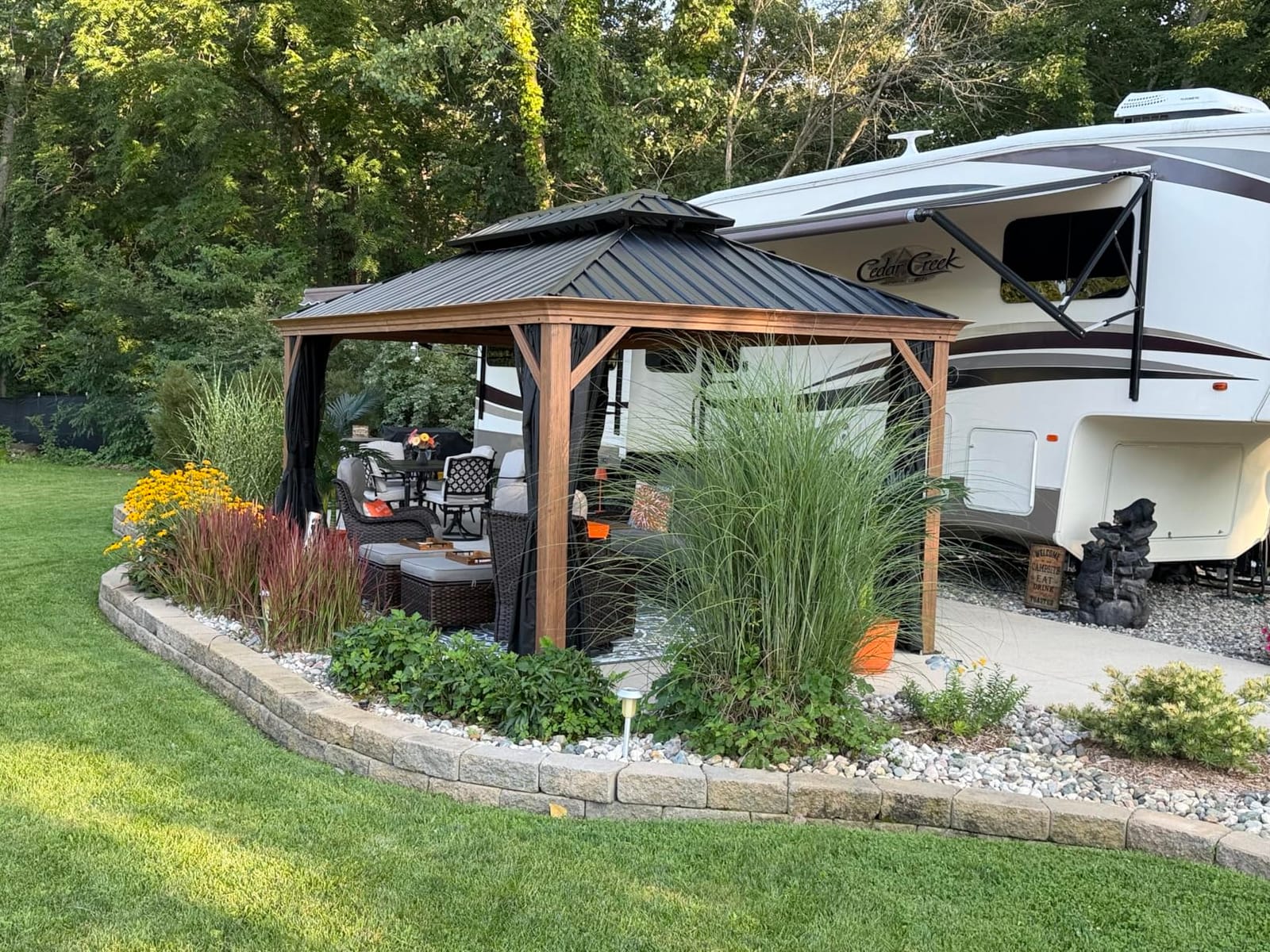 PURPLE LEAF Hardtop Gazebo 10' x 12' with Drainage System, Wood Grain Frame | Double-Vent Galvanized Steel Roof, 4.7