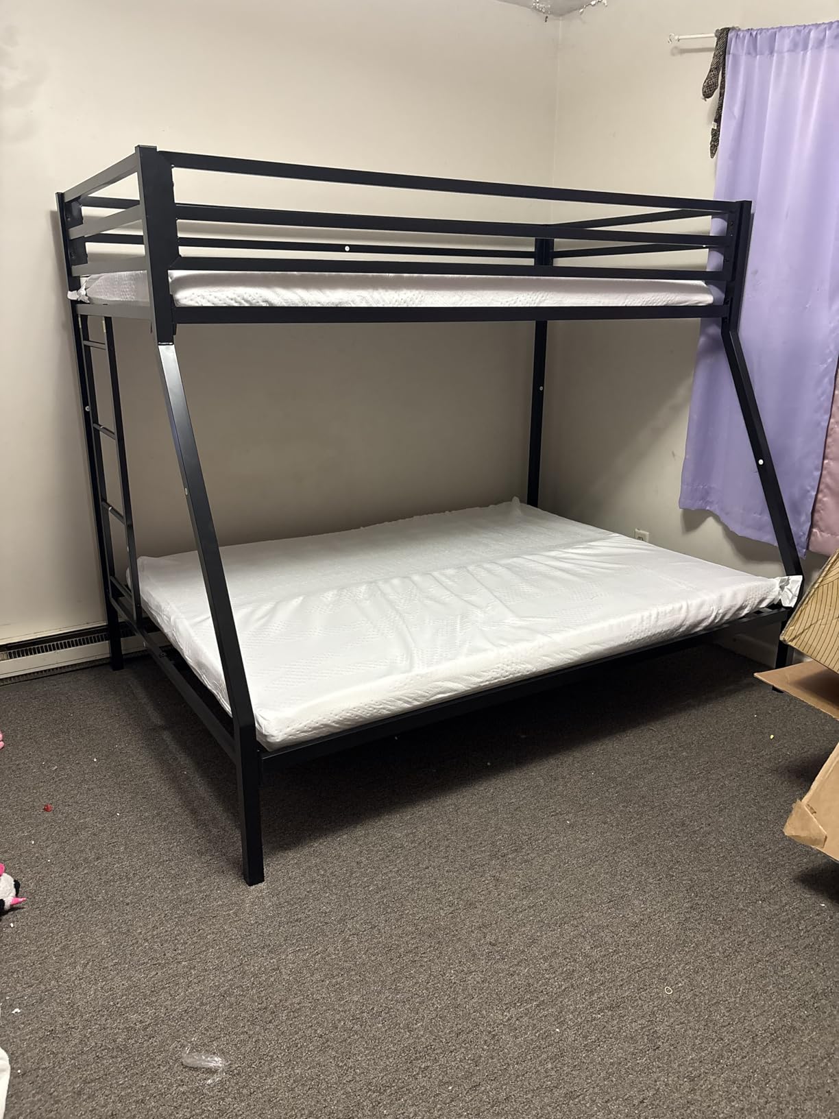 SHA CERLIN Bunk Bed Twin Over Full Size with Ladder and Guardrail, Black customer photo 1