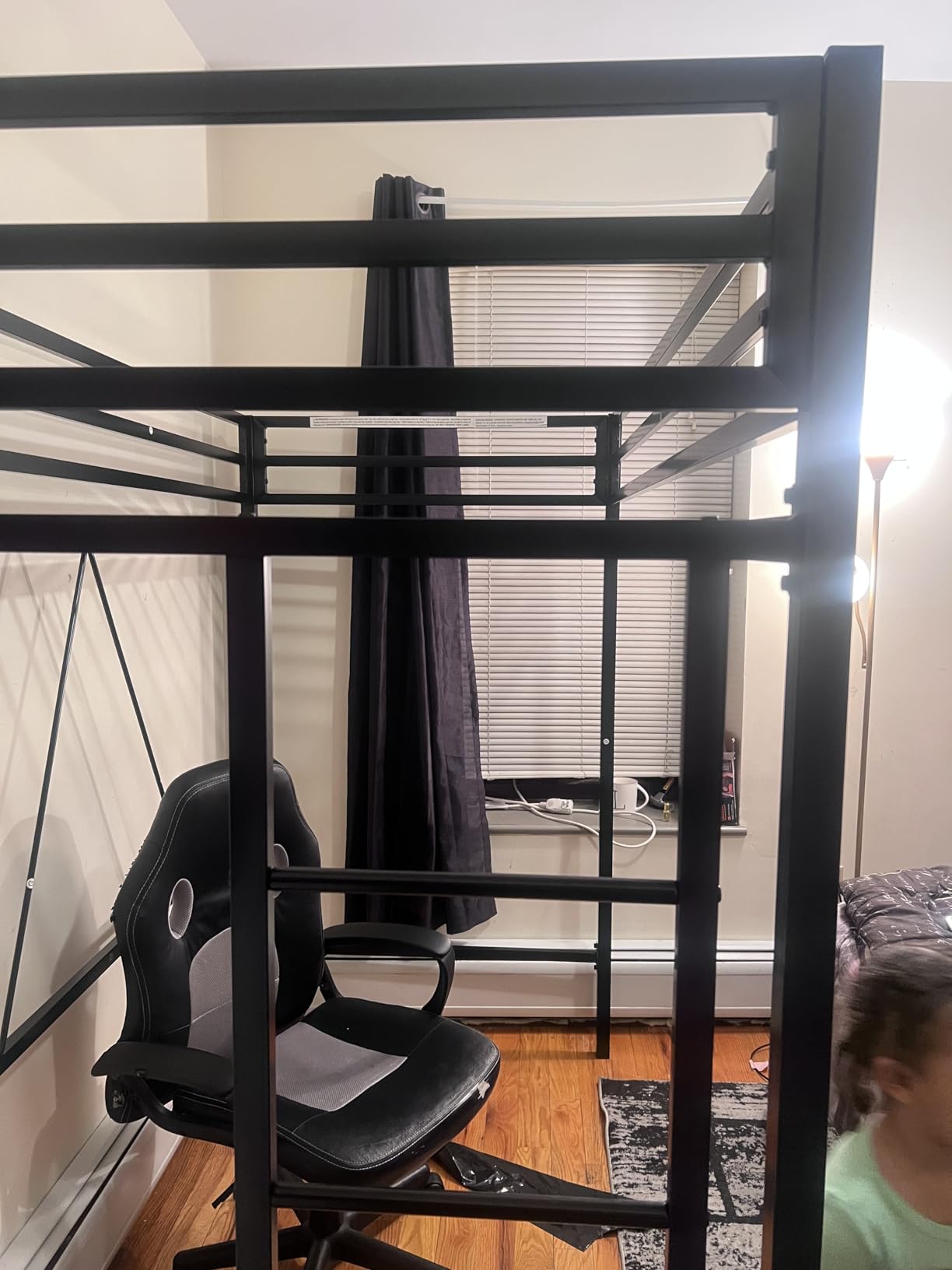 Allewie Metal Loft Bed Twin Size with Guardrail and Ladder, Black, Small Space Saving Design for Bedroom Kid Room and Dorm, No Box Spring Needed customer photo 1
