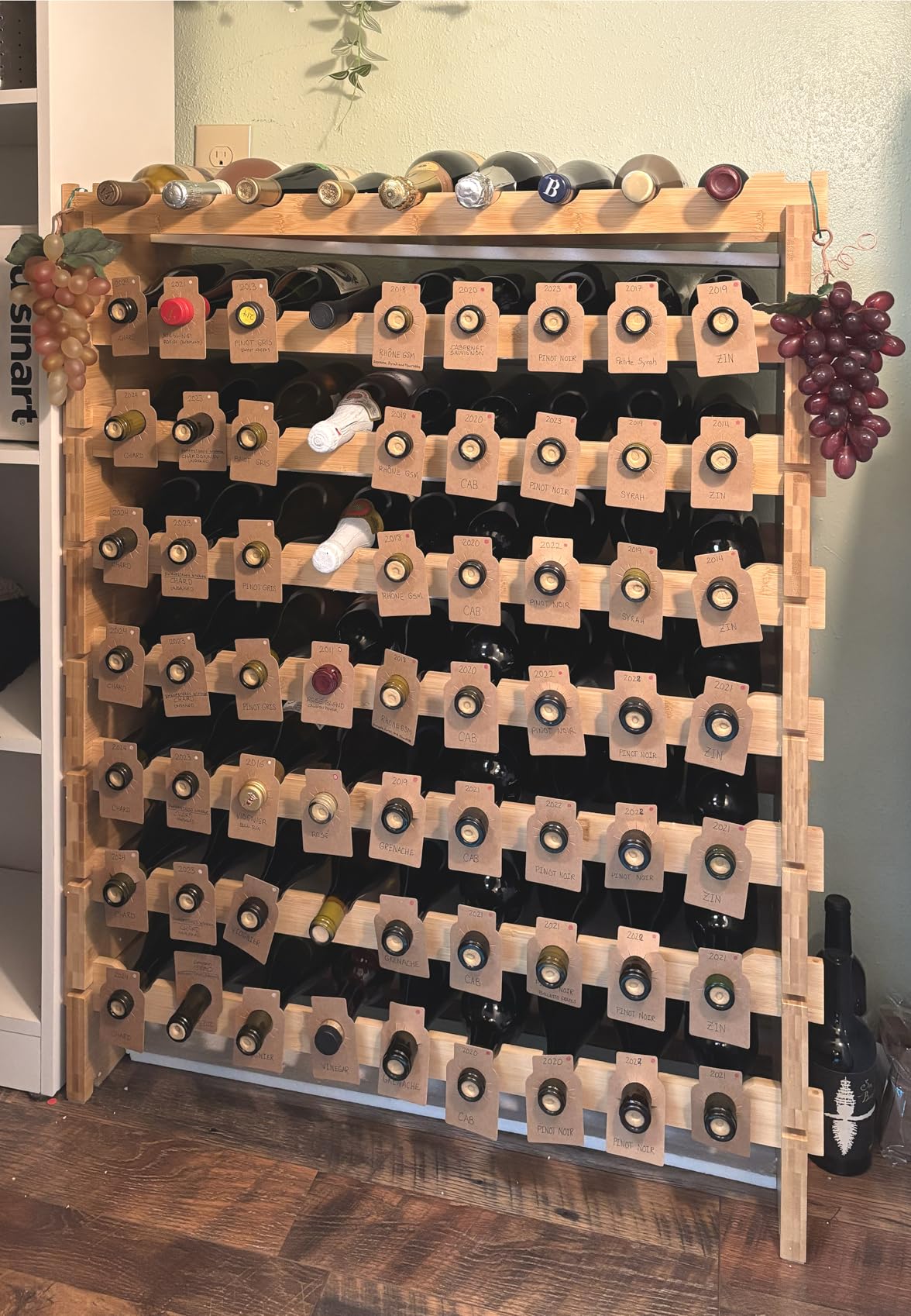 NutriChef 72 Bottle Wine Rack Stackable Bamboo Freestanding, 8-Tier Modular Shelf, Sturdy Wobble Free, Upgraded 2026 Design, Easy No-Tool Assembly for Kitchen, Cellar or Bar Storage customer photo 2
