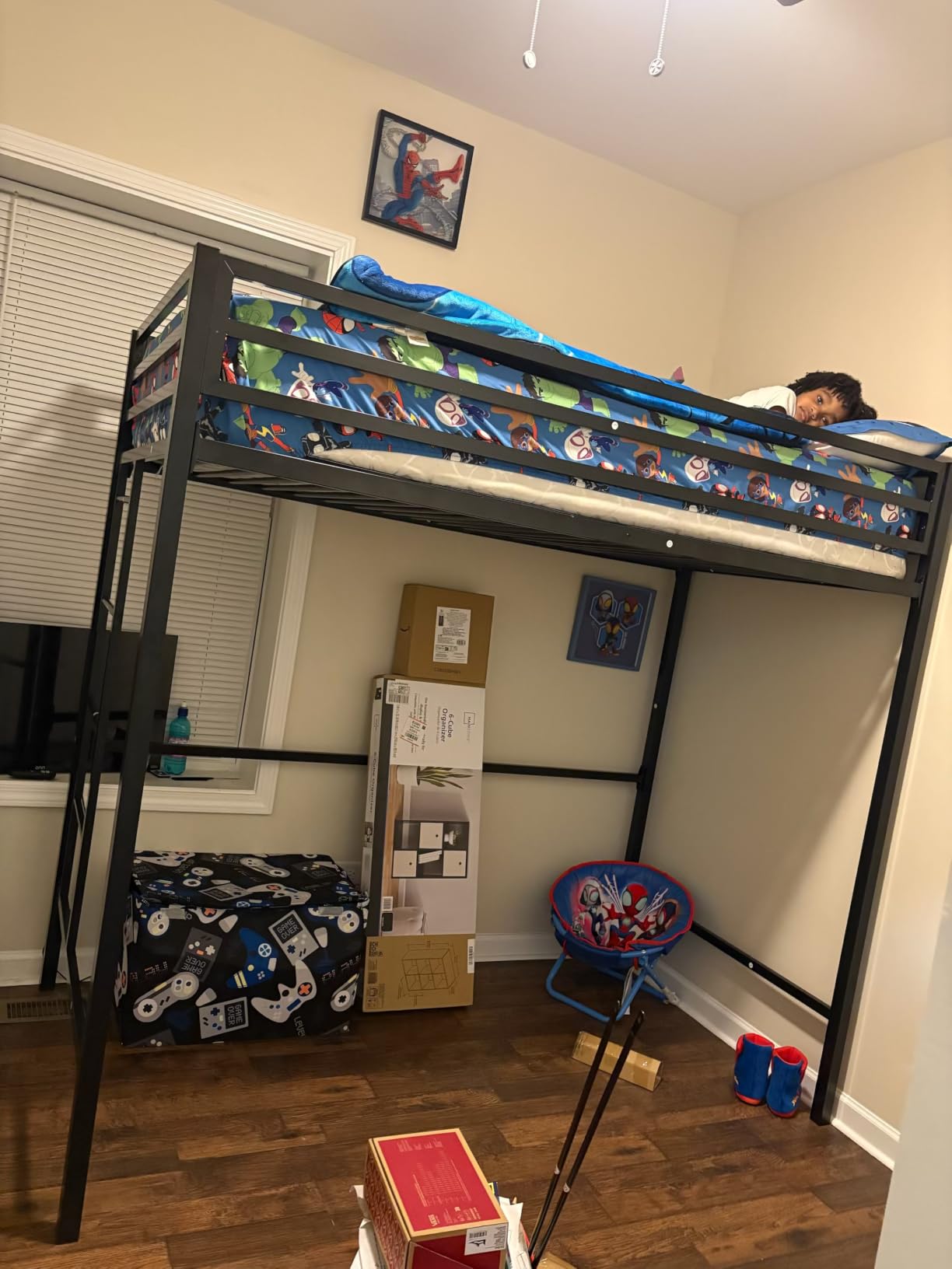 SHA CERLIN Loft Bed Twin Size with Ladder and Guardrail, Black | Heavy Duty Metal Slats Support, No Box Spring Needed, Small Space Saving Furniture for Bedroom Dorm customer photo 1