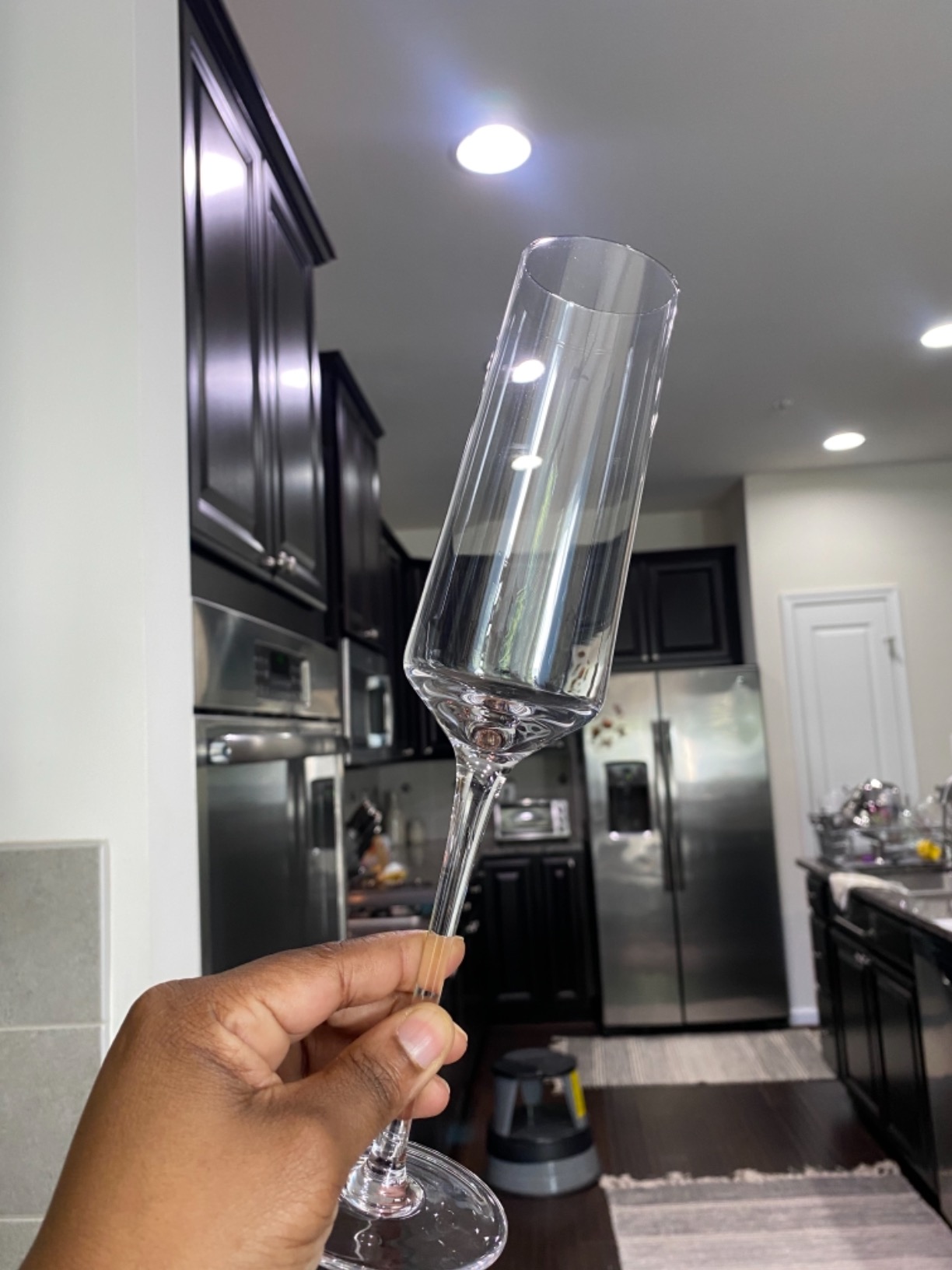 Chouggo Champagne Flutes Glass Set of 6, Hand Blown Glasses - Hand Crafted by Artisans - Premium Crystal - Gift for Birthday, Wedding, Anniversary, Christmas - 8oz, Clear customer photo 2
