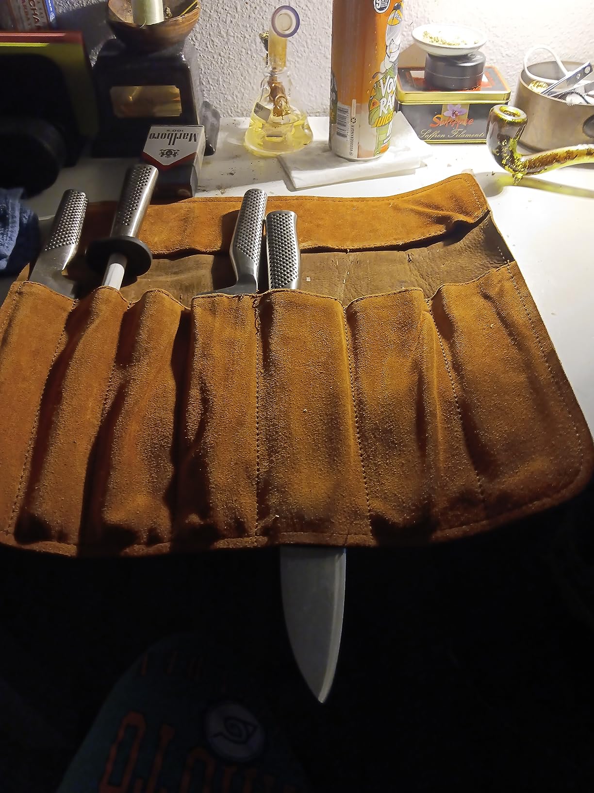 Knife Roll Bag Genuine Leather - Chef's knife bag 7 slots - Leather Knife Case customer photo 1