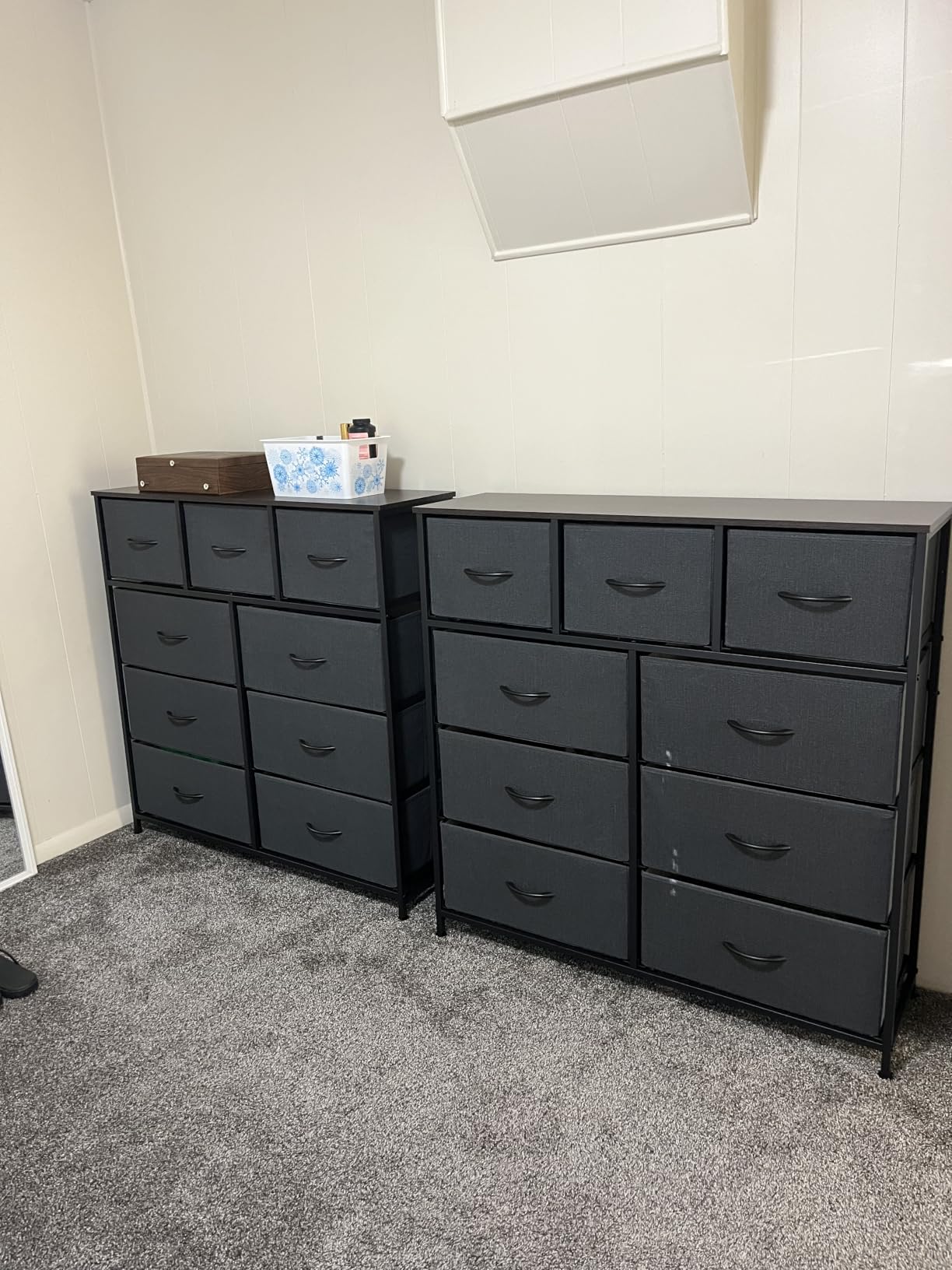 WLIVE 9-Drawer Dresser, Fabric Storage Tower for Bedroom, Hallway, Entryway, Closet, Tall Chest Organizer Unit with Fabric Bins, Steel Frame, Wood Top, Easy Pull Handle, Rustic Brown Wood Grain Print customer photo 2