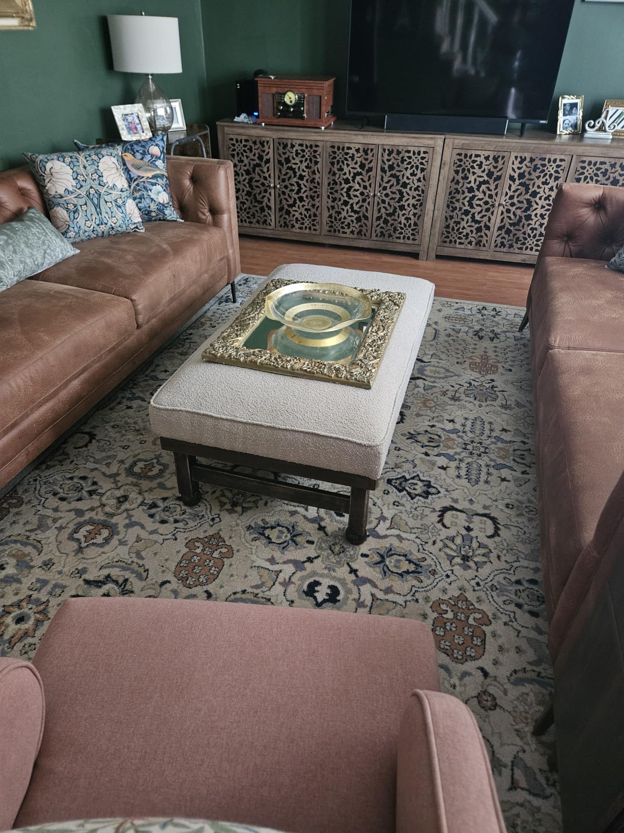 Christopher Knight Home Hillman Cocktail Ottoman, Slate + Walnut customer photo 1