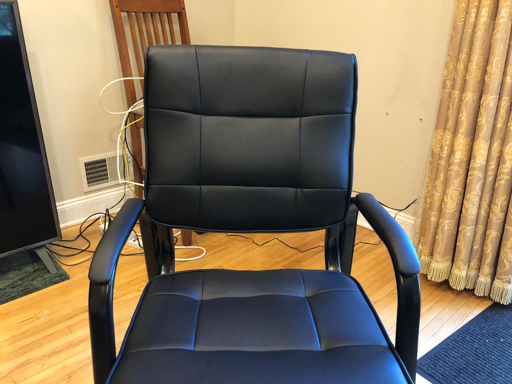 SUPER DEAL Office Guest Chair Bonded Leather Executive Side Chair Reception Chair with Solid Metal Frame Home Office Furniture, Set of 2 customer photo 1