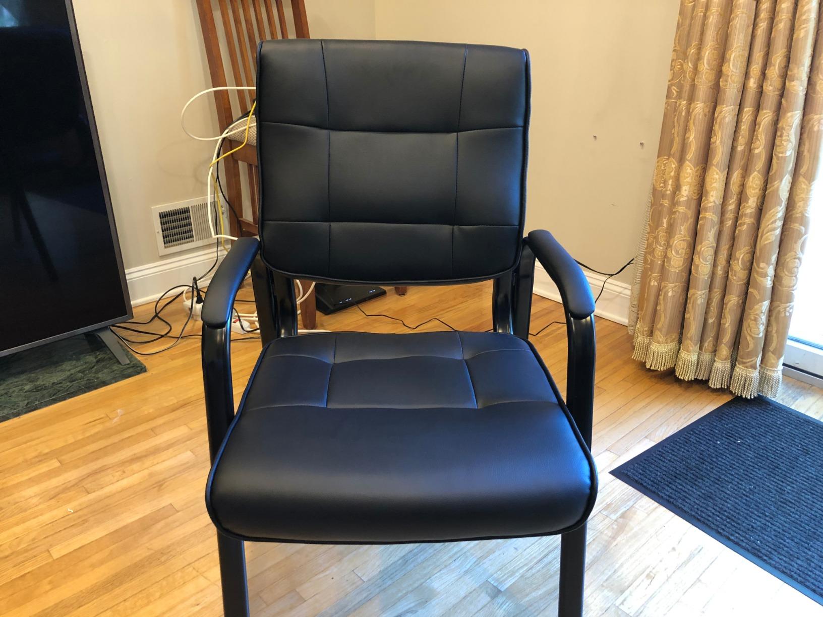 SUPER DEAL Office Guest Chair Bonded Leather Executive Side Chair Reception Chair with Solid Metal Frame Home Office Furniture, Set of 2 customer photo 2