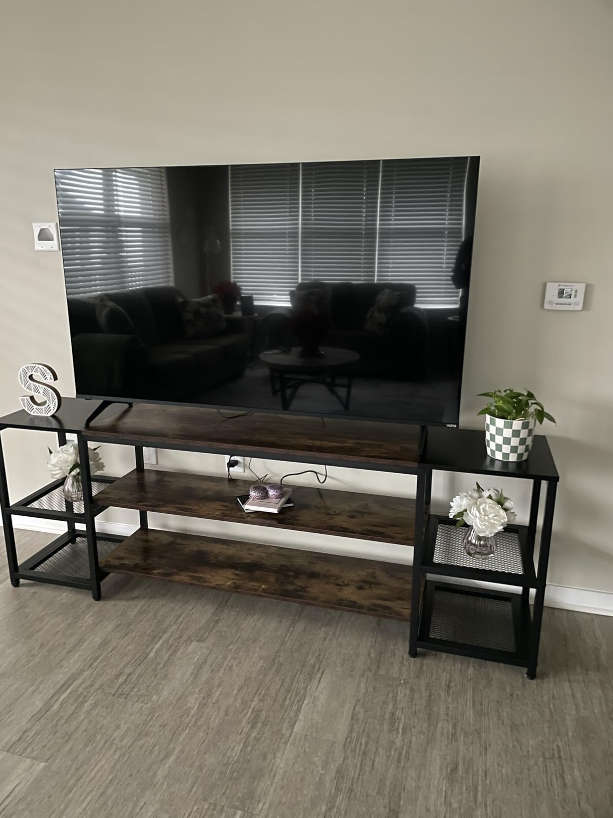 Tribesigns 78 Inch TV Stand for TVs up to 85 Inch, Media Entertainment Center Console Table, Industrial 3-Tier TV Console Table with Storage Shelves for Living Room, Entertainment Room customer photo 2